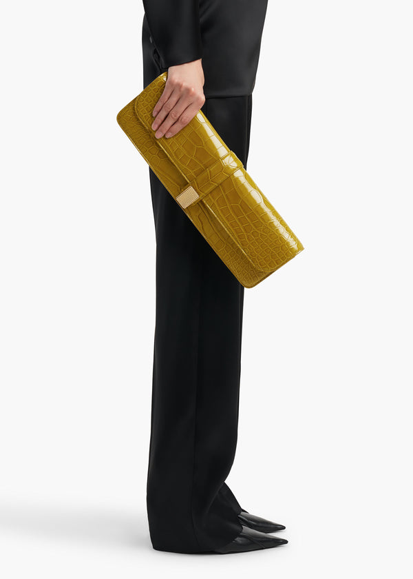 Blake Long Clutch in Golden Olive Alligator