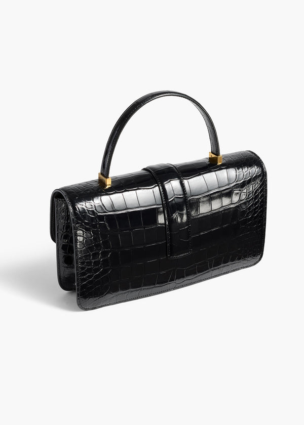 Blake Top Handle Bag in Black Alligator