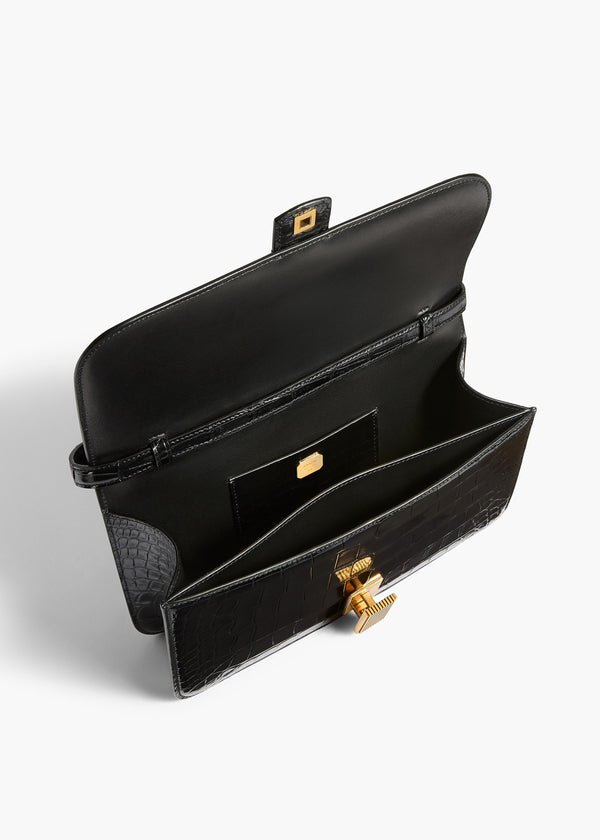 Blake Top Handle Bag in Black Alligator