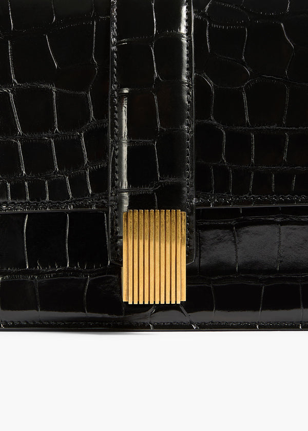 Blake Top Handle Bag in Black Alligator