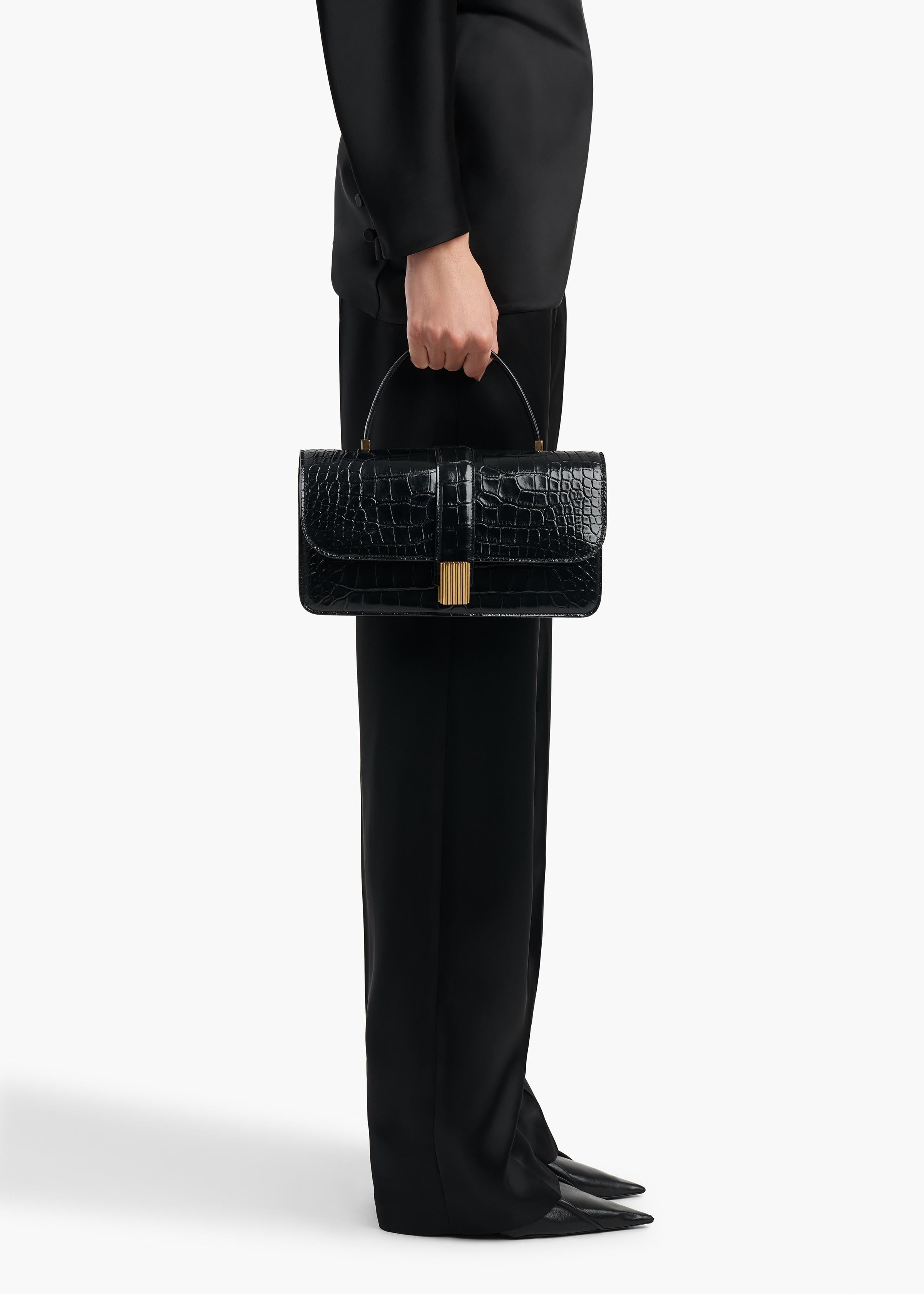 KHAITE  - Blake Top Handle Bag in Black Alligator
