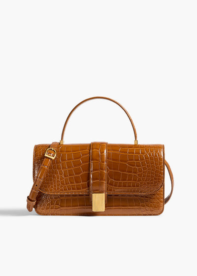 Blake Top Handle Bag in Dark Honey Alligator