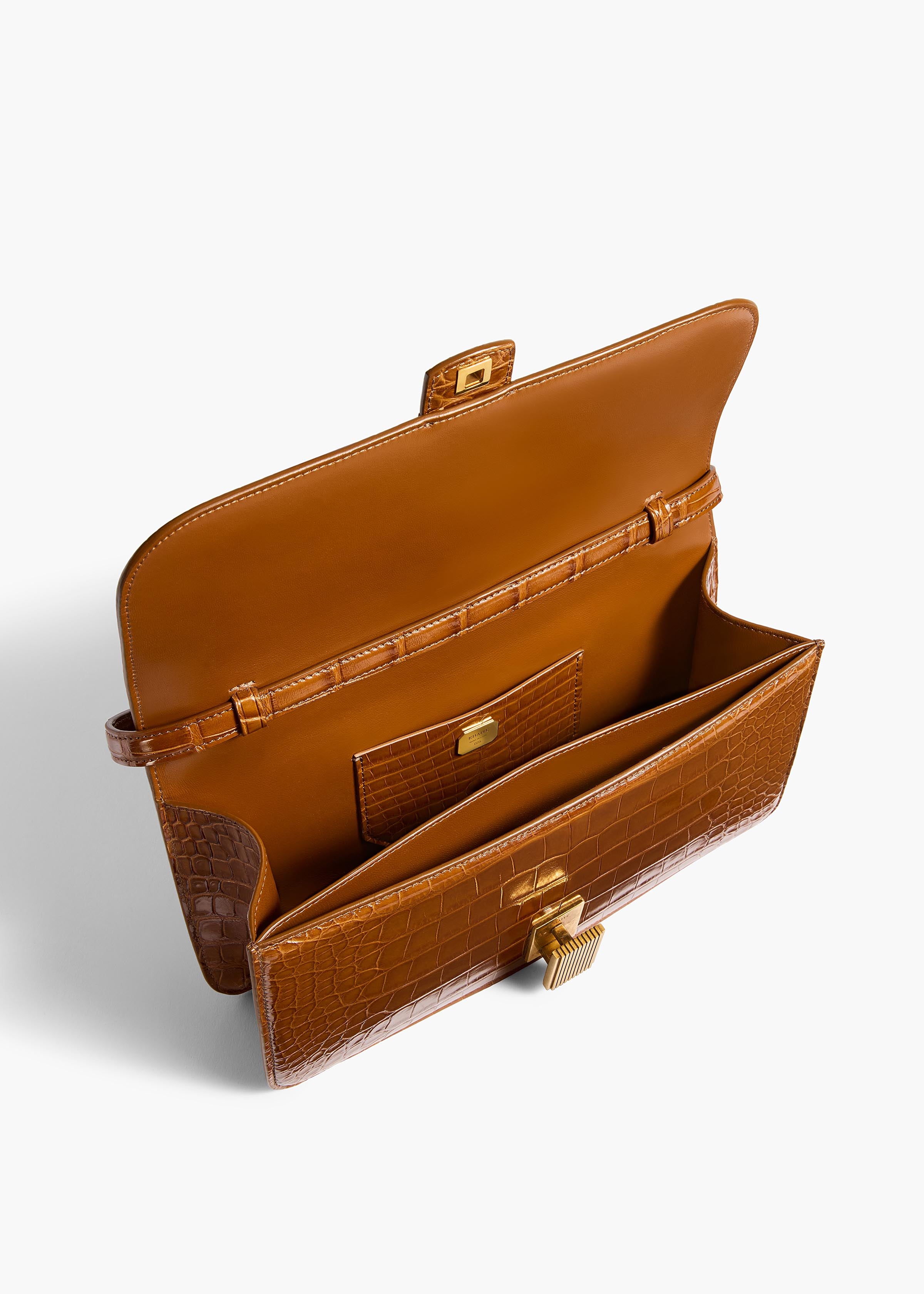 KHAITE  - Blake Top Handle Bag in Dark Honey Alligator