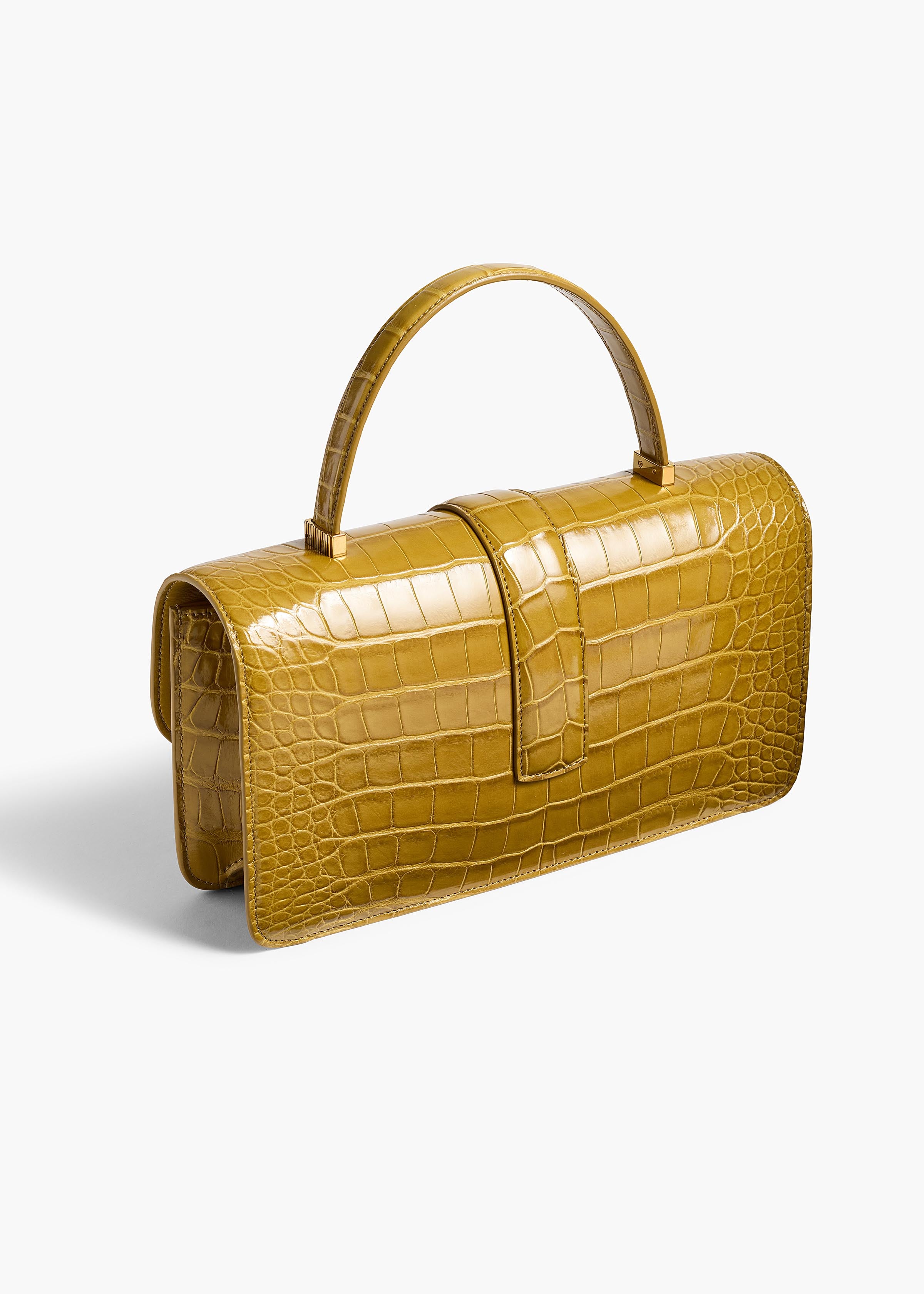 KHAITE  - Blake Top Handle Bag in Golden Olive Alligator
