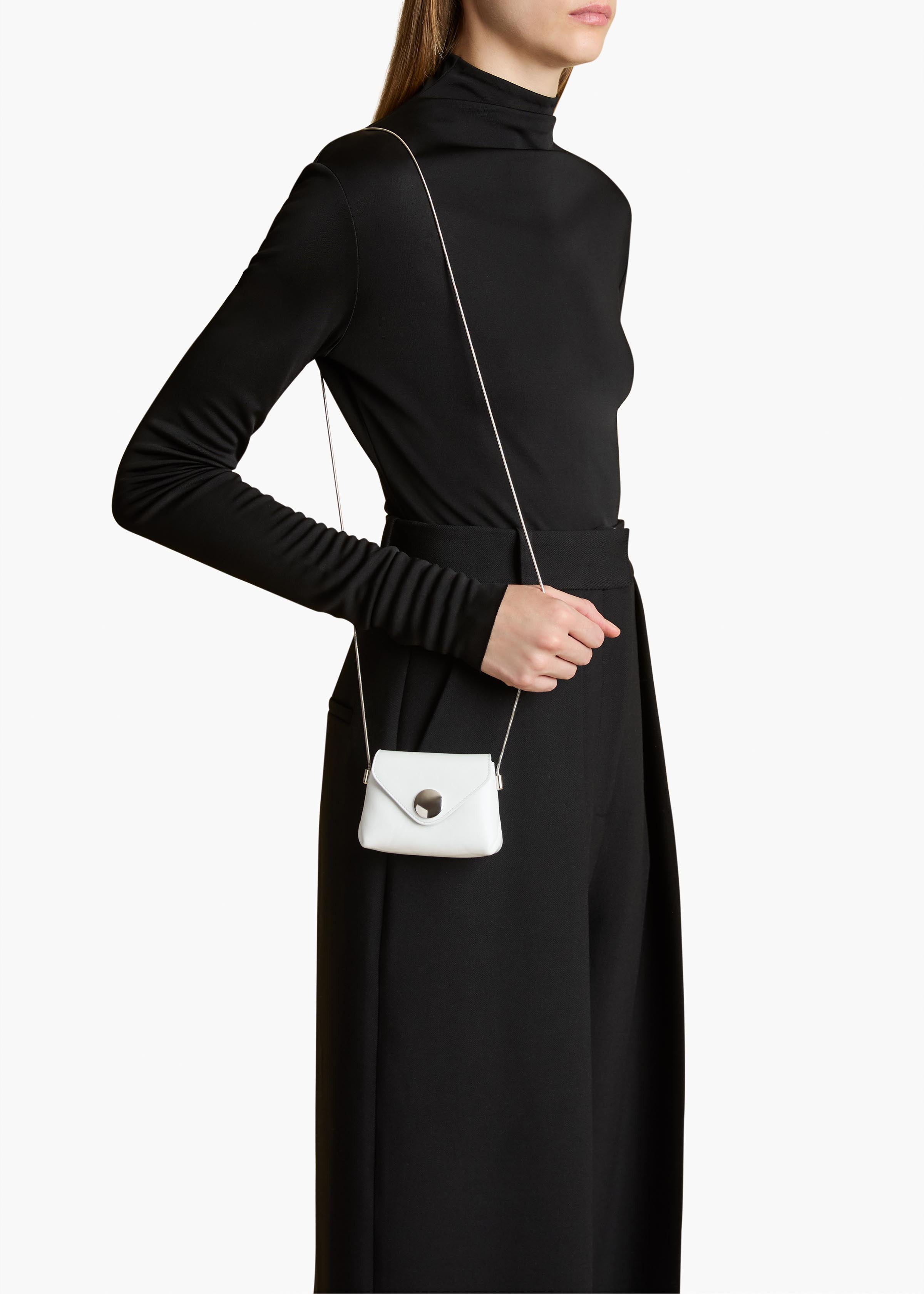 Nano Bobbi Crossbody Bag in Optic White Crackle Patent Leather