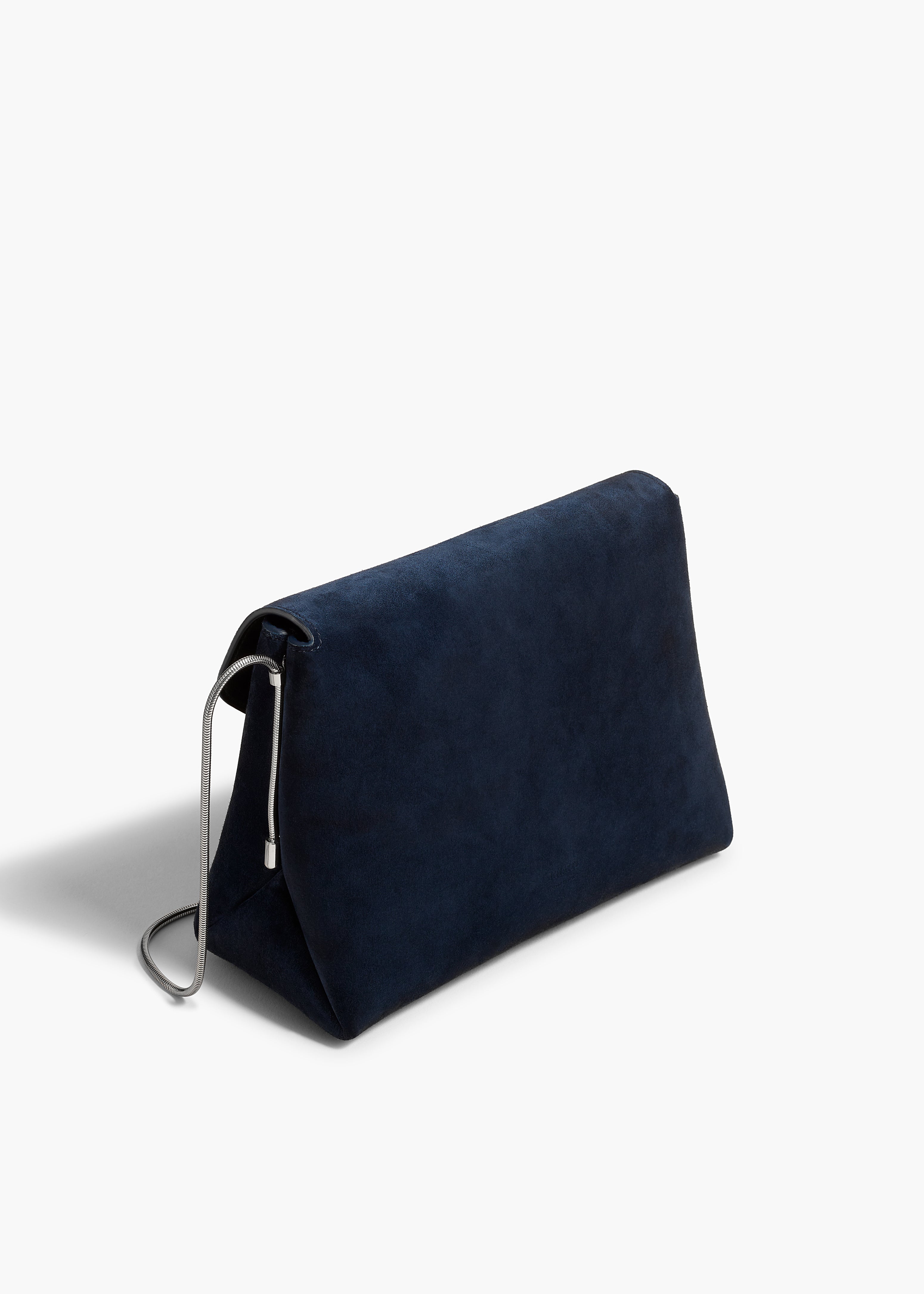 BOBBI HANDBAG IN MIDNIGHT NAVY SUEDE BACK VIEW