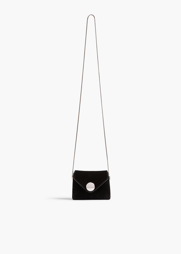 Nano Bobbi Crossbody Bag in Black Suede FRONT VIEW