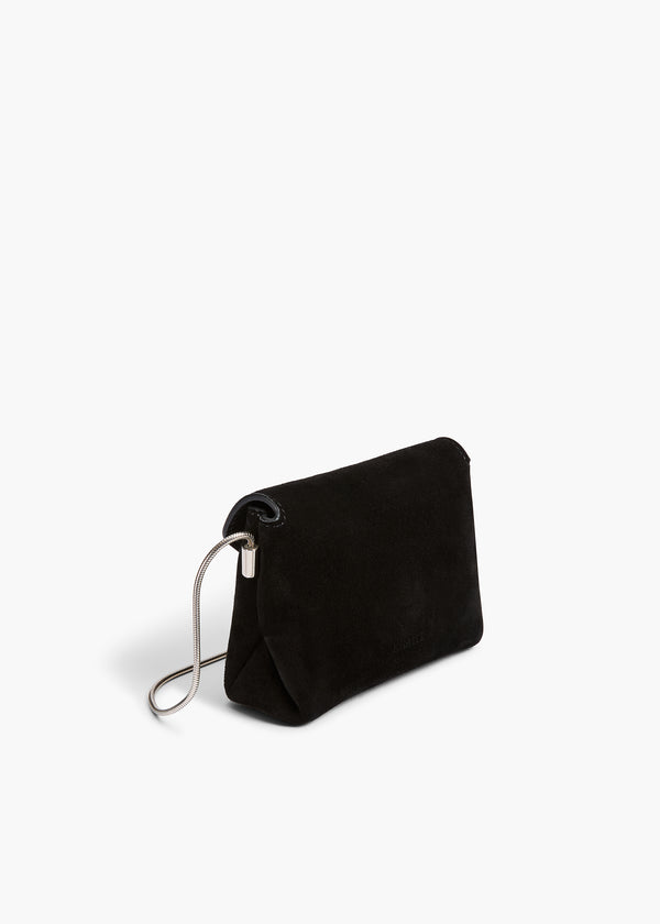 Nano Bobbi Crossbody Bag in Black Suede BACK VIEW