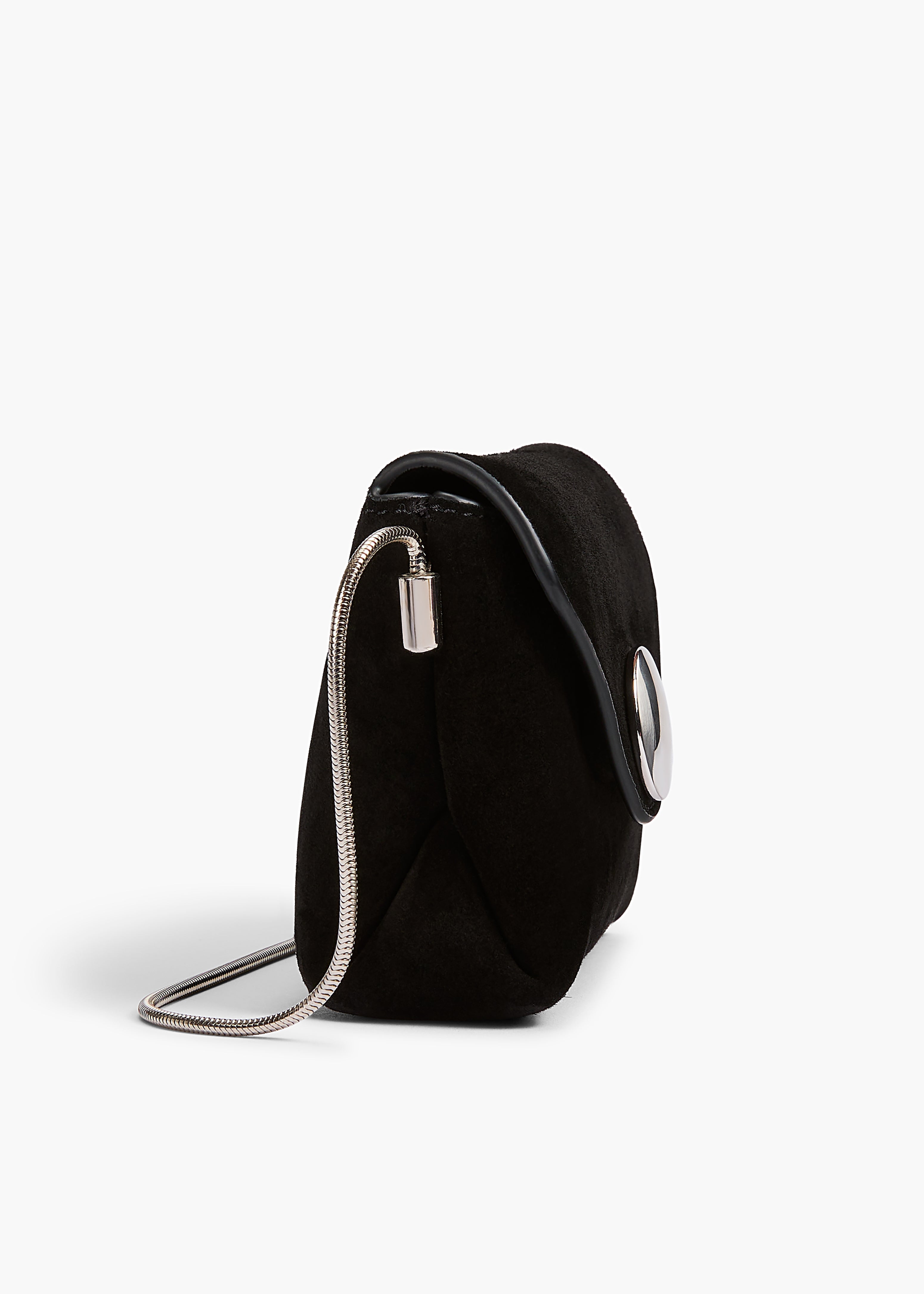 Nano Bobbi Crossbody Bag in Black Suede DETAILED VIEW 1