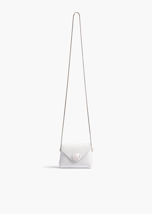 Nano Bobbi Crossbody Bag in Optic White Crackle Patent Leather FRONT VIEW