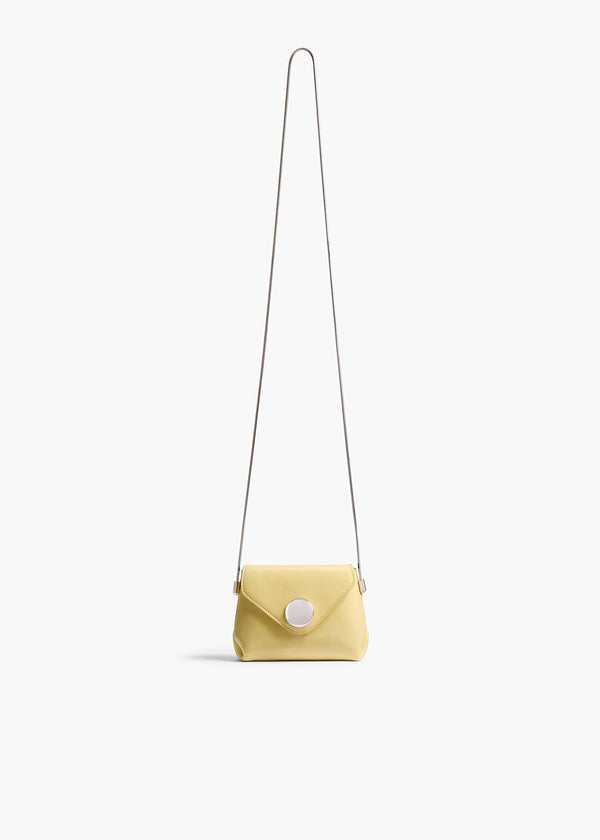 Nano Bobbi Crossbody Bag in Pale Yellow Crackle Patent Leather FRONT VIEW