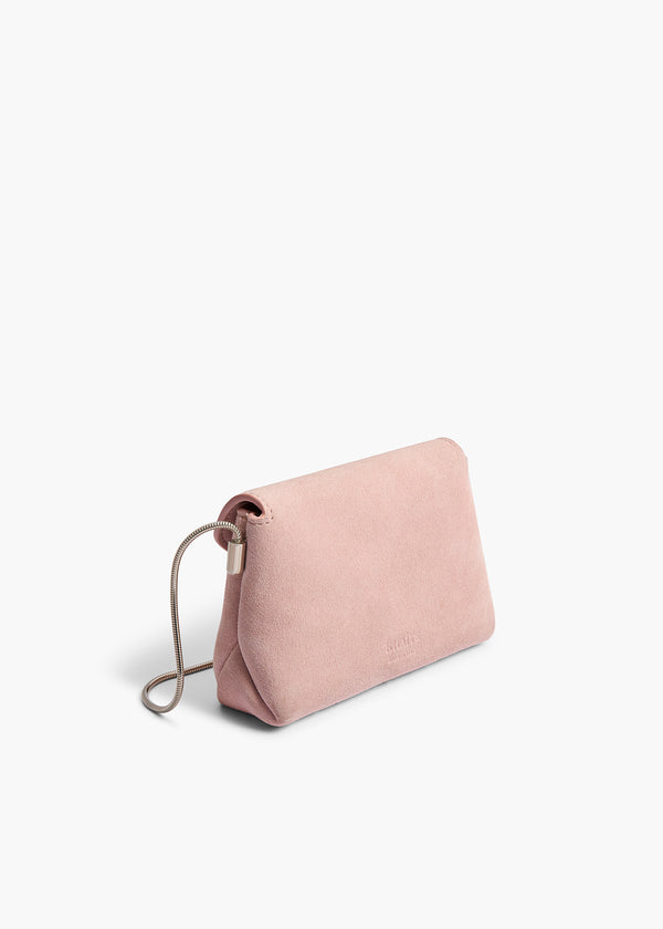 Nano Bobbi Crossbody Bag in Soft Pink Suede BACK VIEW