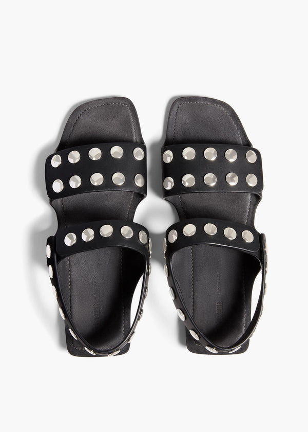  Boden Flat in Black Leather with Silver Studs OVERHEAD VIEW