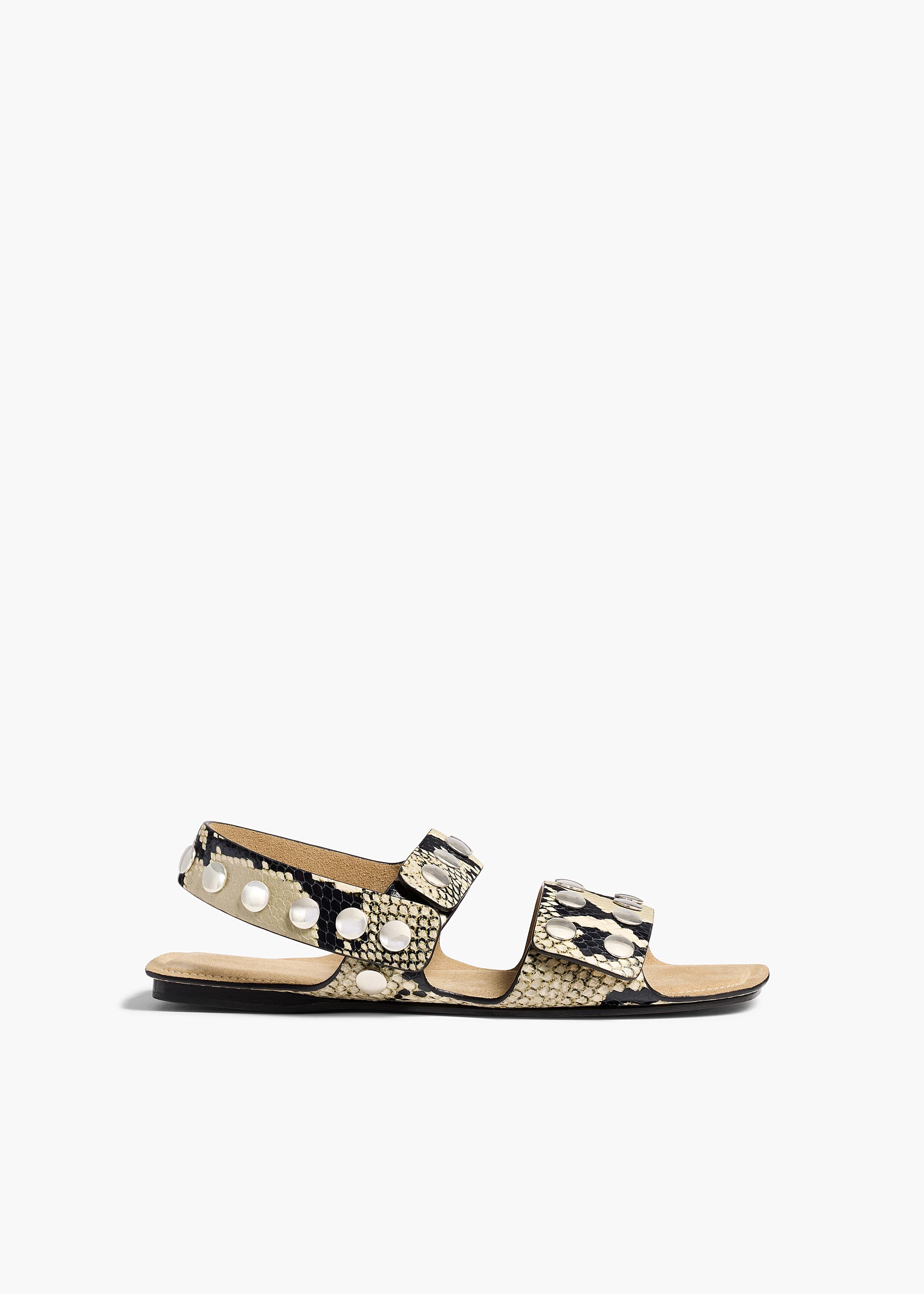Boden Sandal in Python-Embossed Leather with Silver Studs