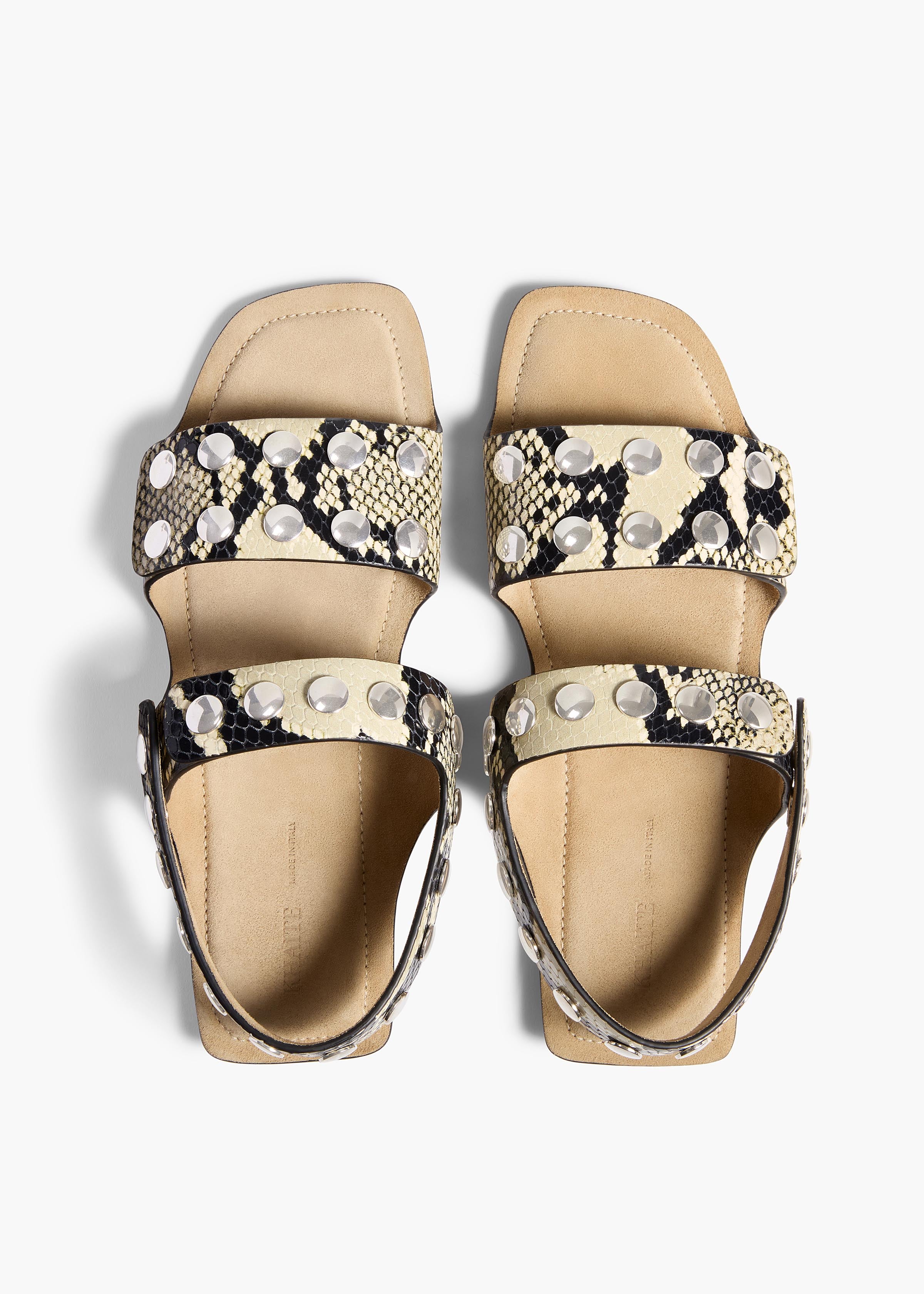 Boden Sandal in Python-Embossed Leather with Silver Studs