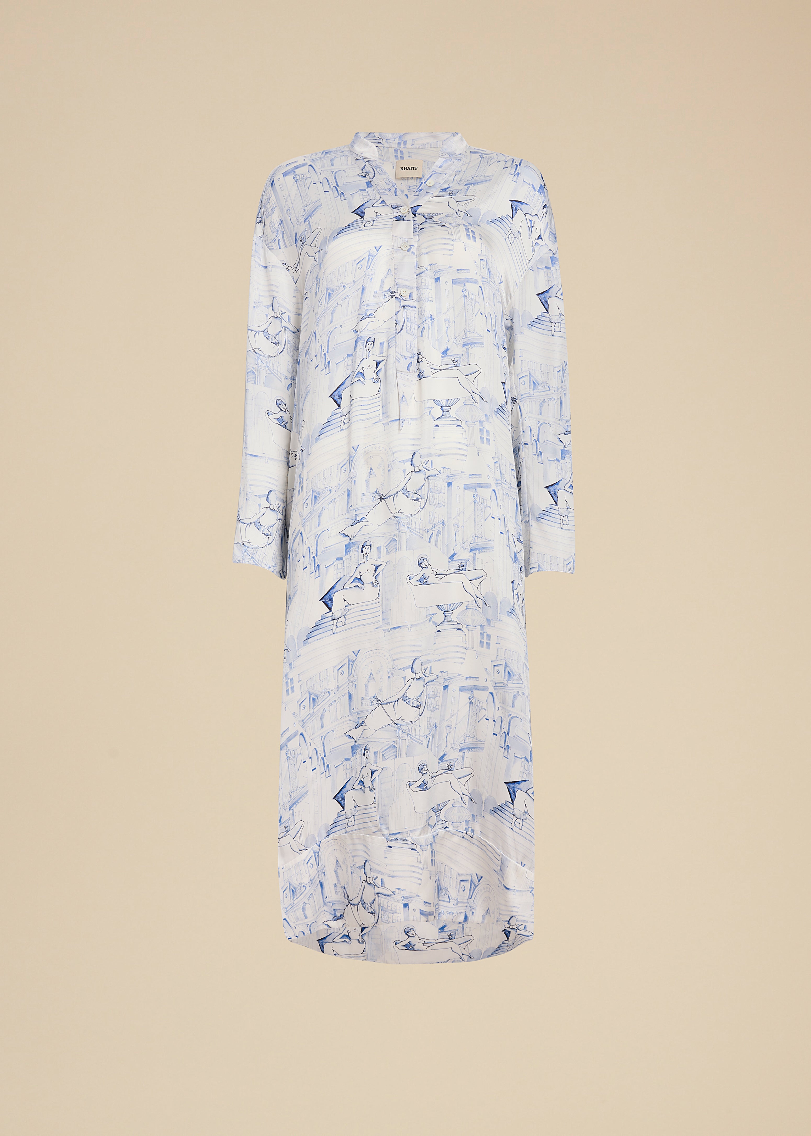 BROM DRESS IN CREAM AND BLUE