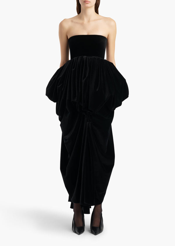 Bronte Dress in Black Velvet