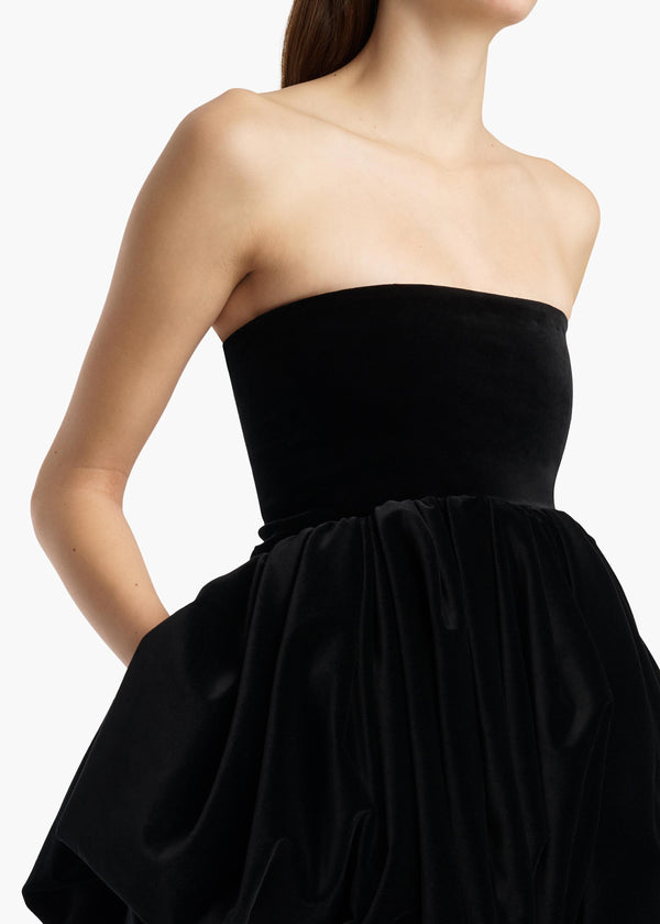 Bronte Dress in Black Velvet