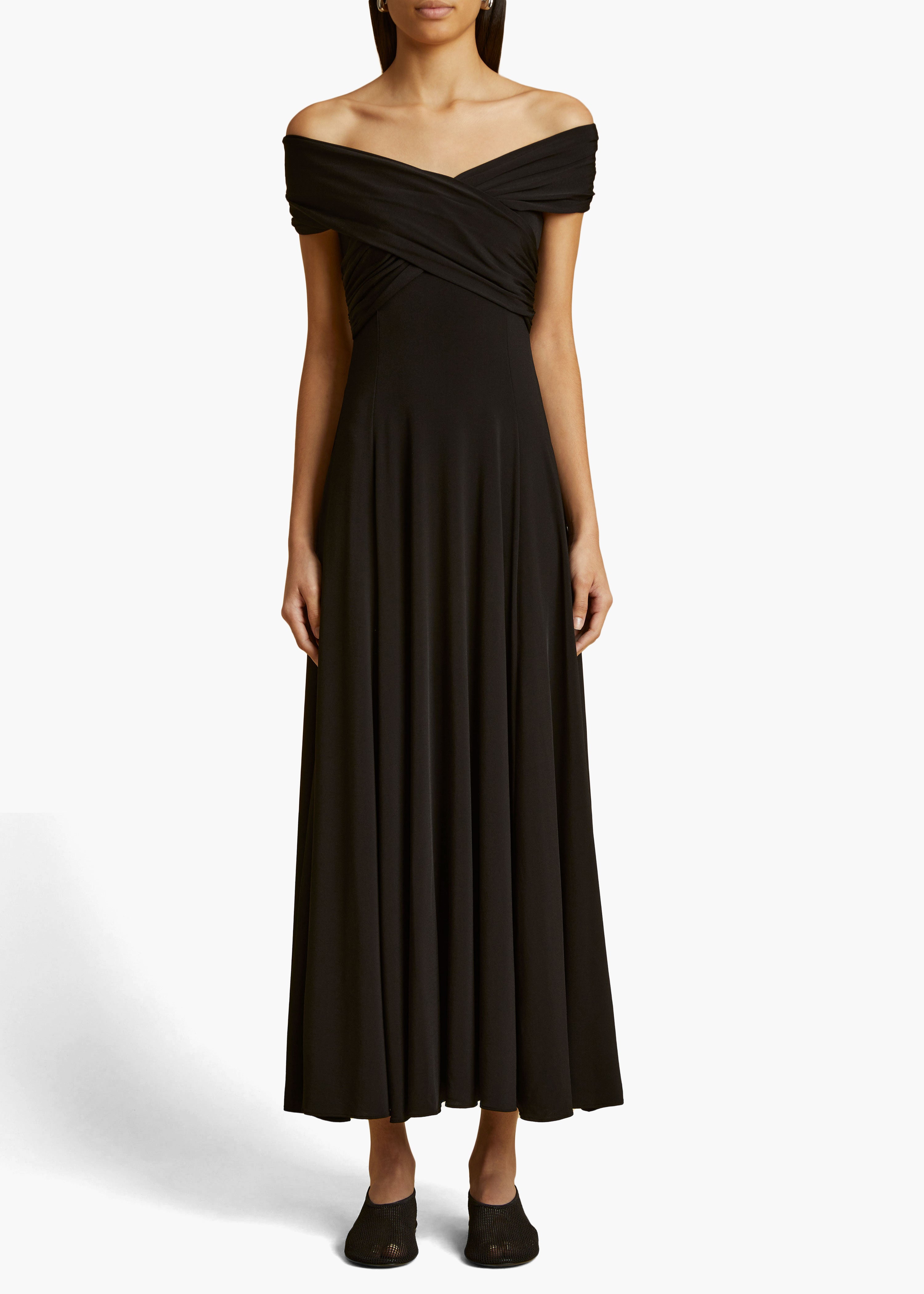 BRUNA DRESS IN BLACK FRONT VIEW