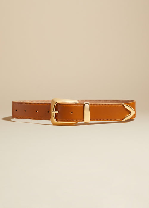 The Bruno Belt in Nougat Leather with Gold