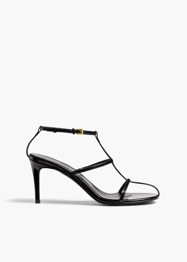 Cage Sandal in Black Patent Leather FRONT VIEW