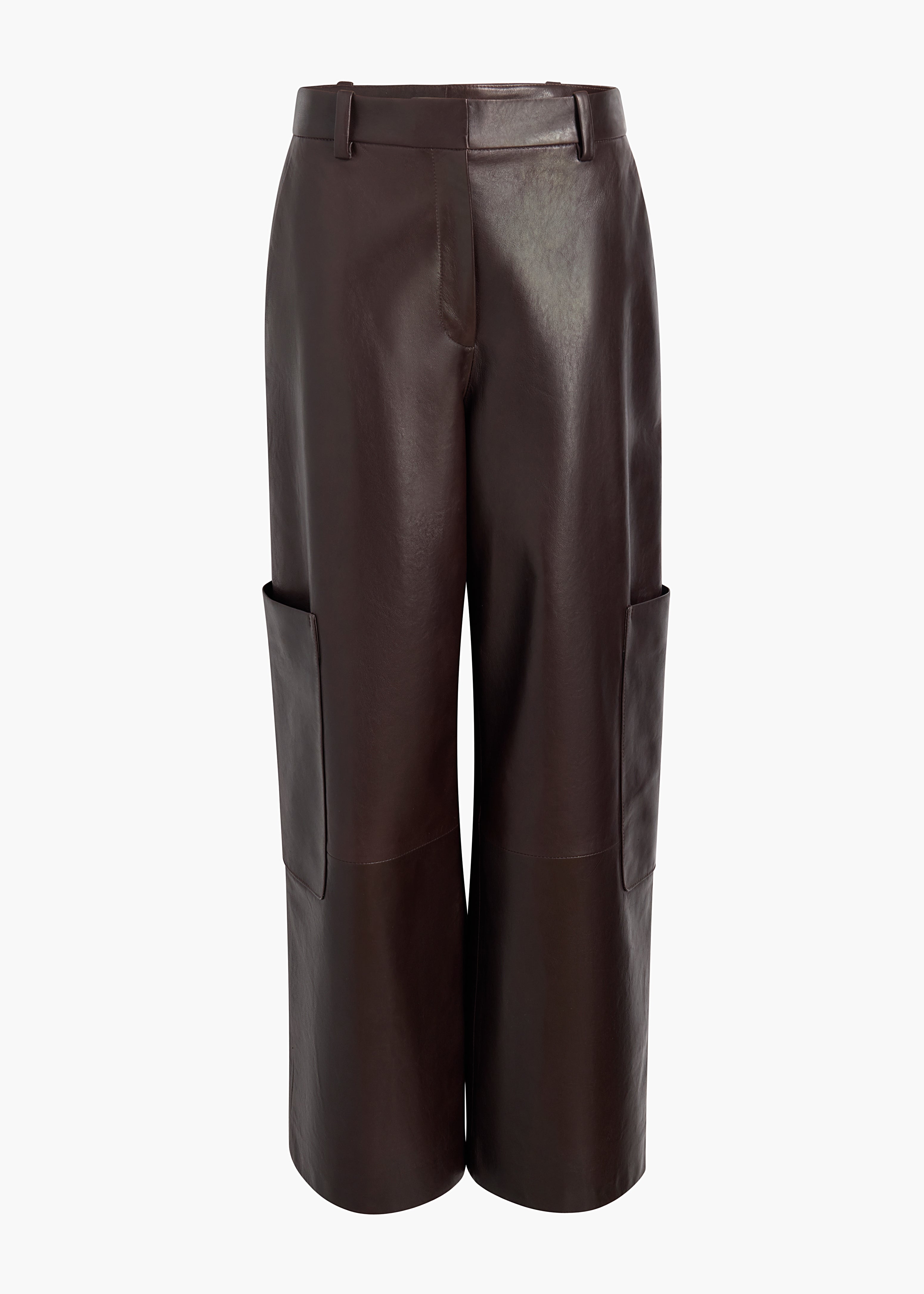 CAITON PANT DARK BROWN LEATHER FLAT VIEW