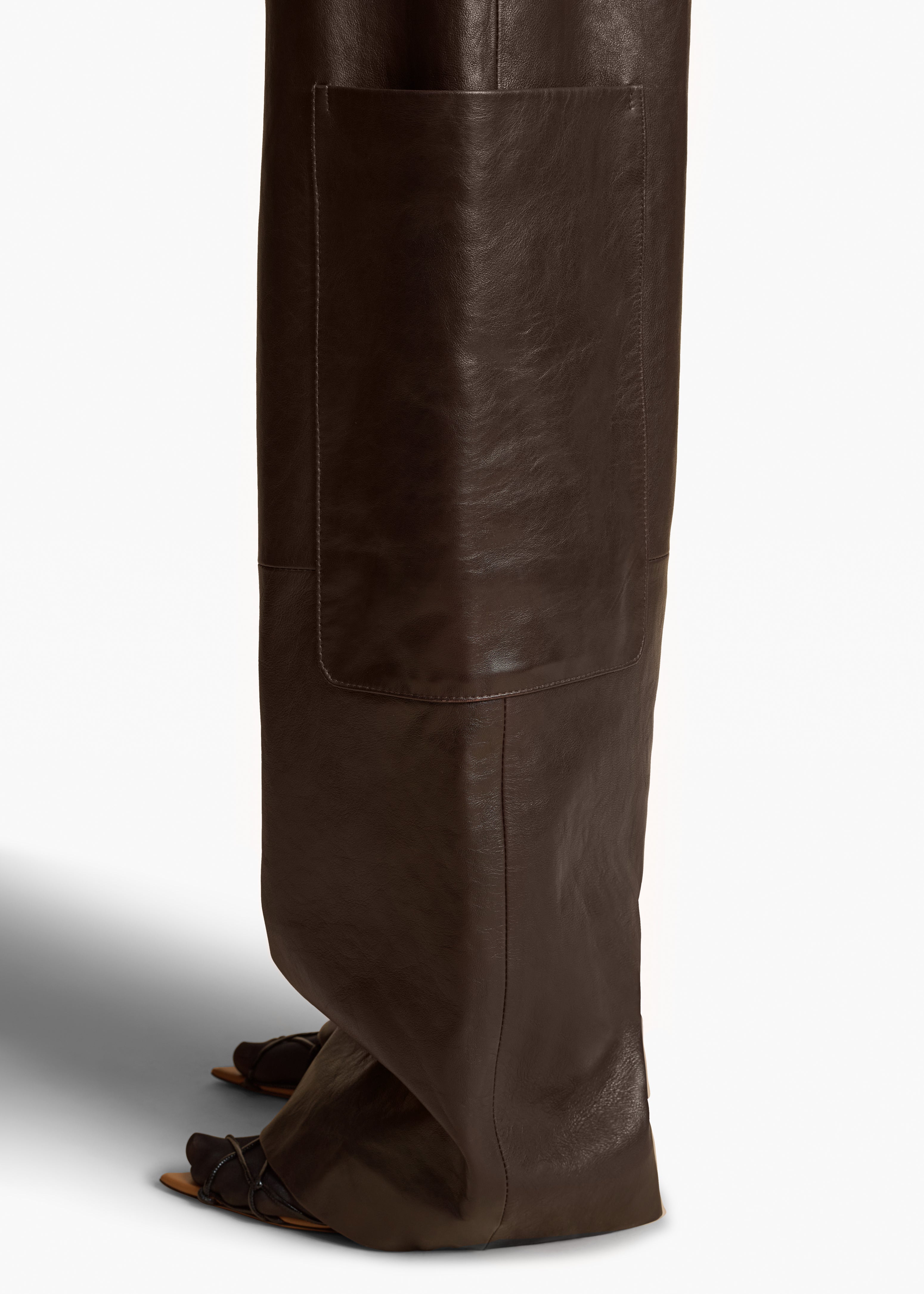 CAITON PANT DARK BROWN LEATHER DETAILED VIEW 2