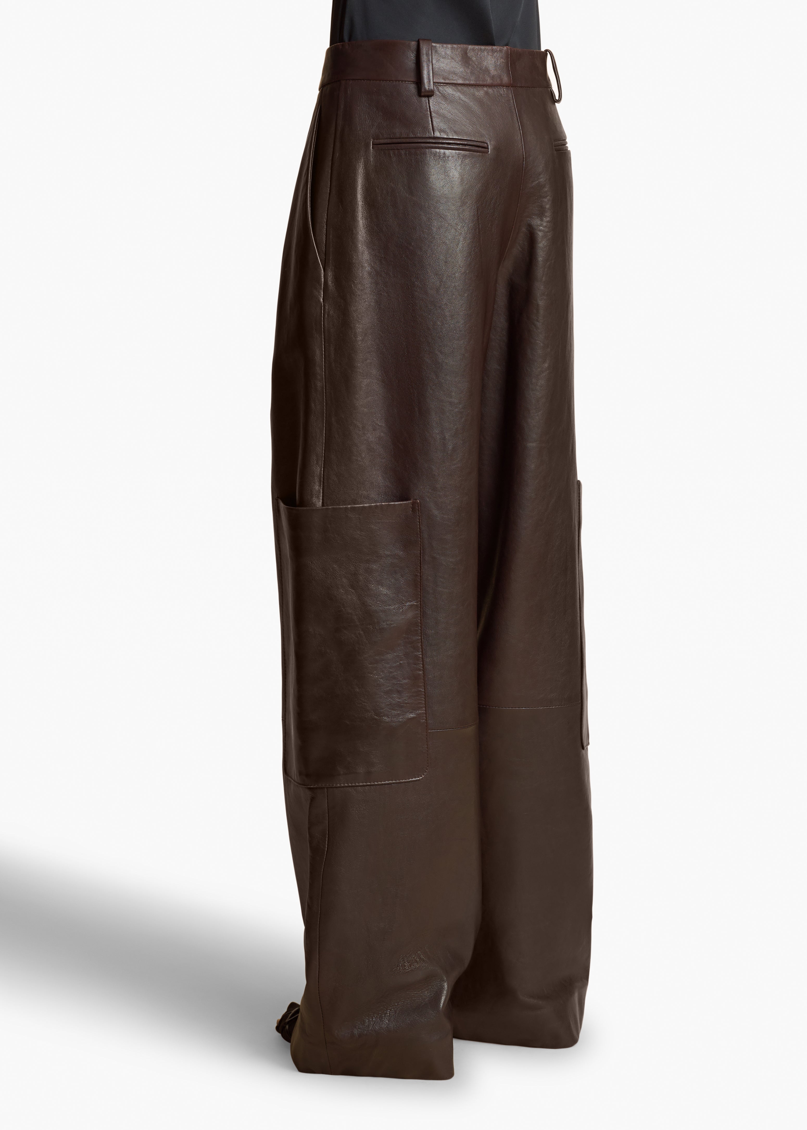 CAITON PANT DARK BROWN LEATHER BACK VIEW