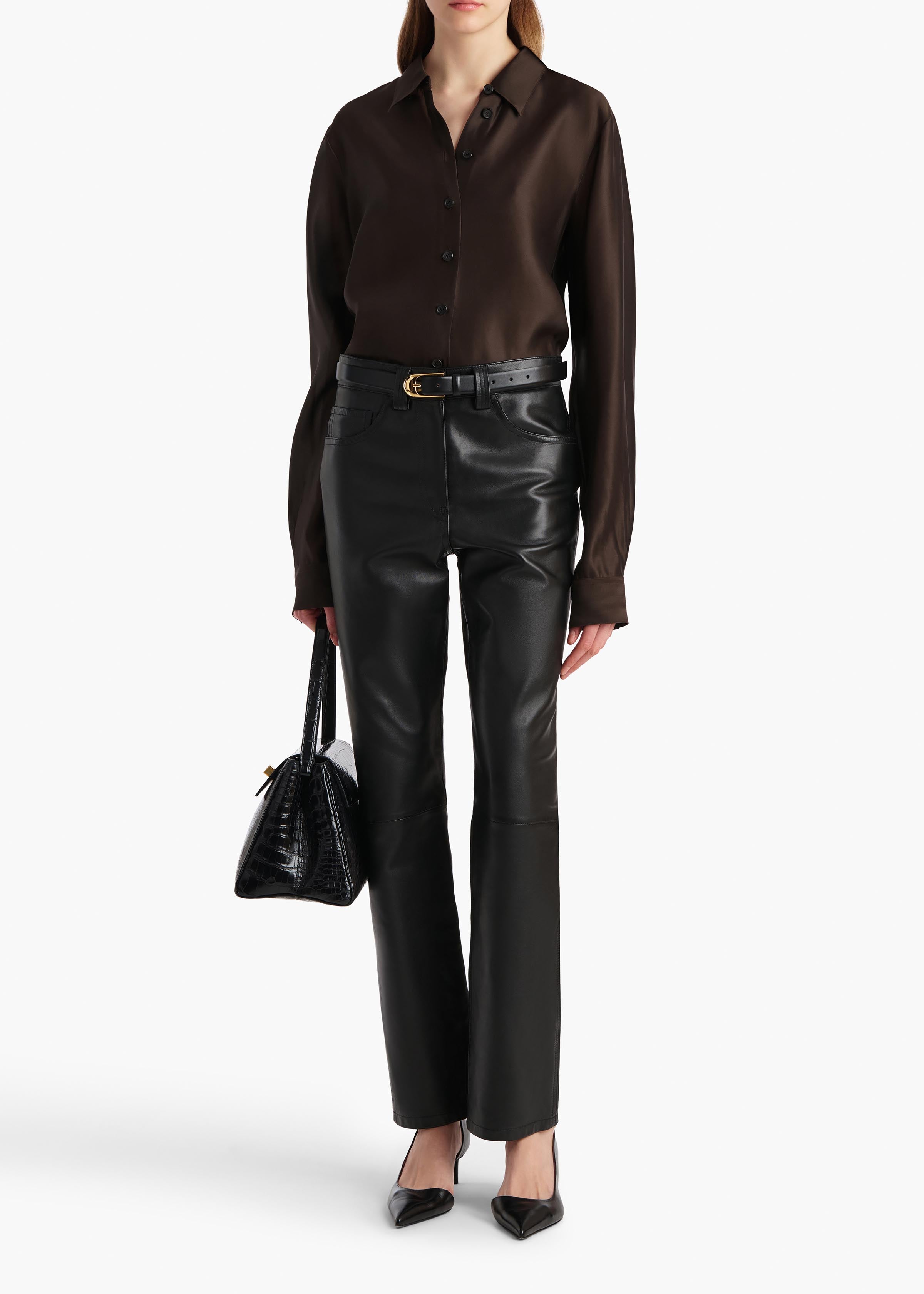 KHAITE  - Callum Pant in Black Leather