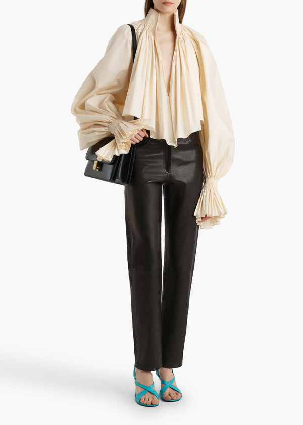 Callum Pant in Black Textured Lamb