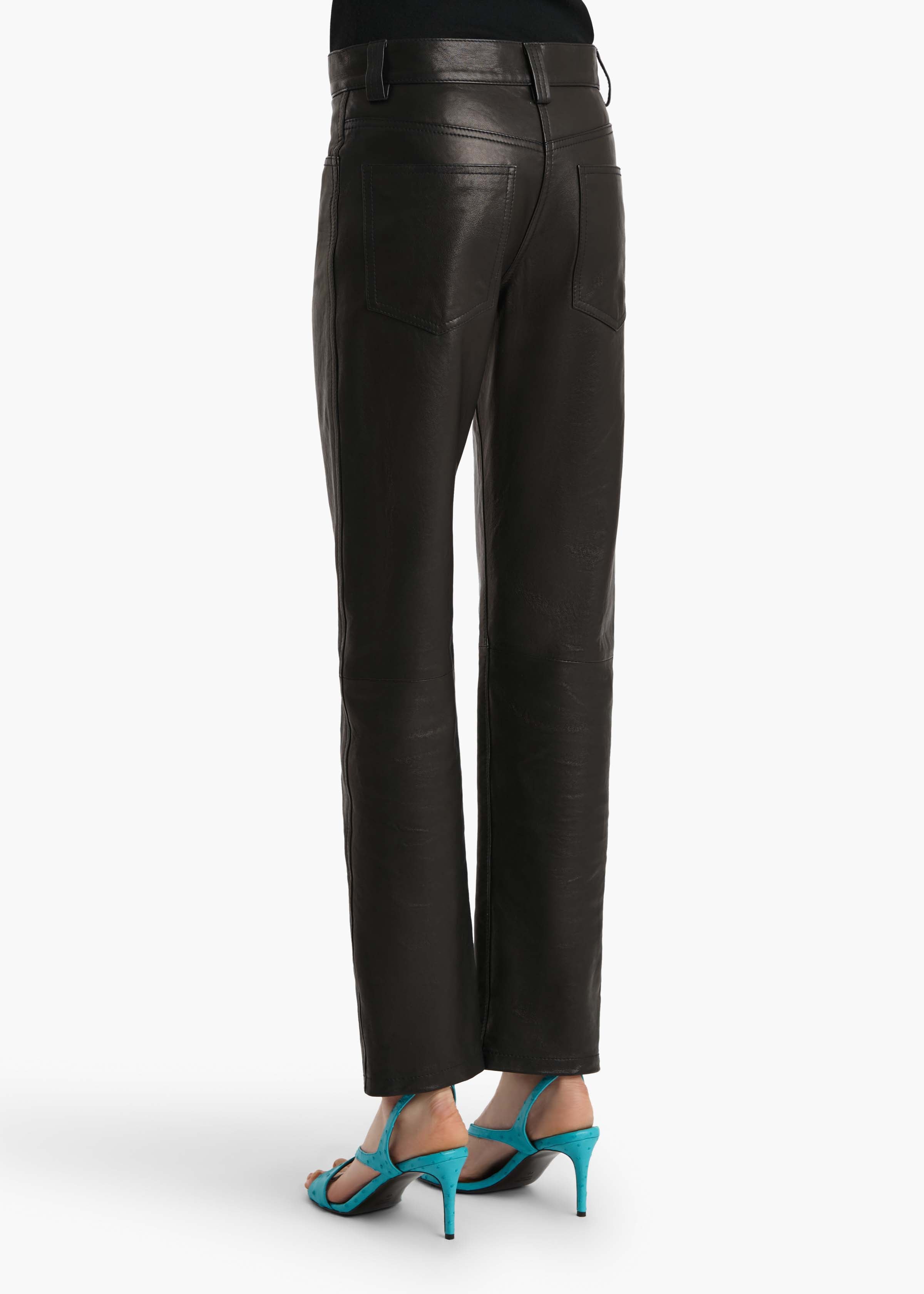 KHAITE  - Callum Pant in Black Textured Lamb