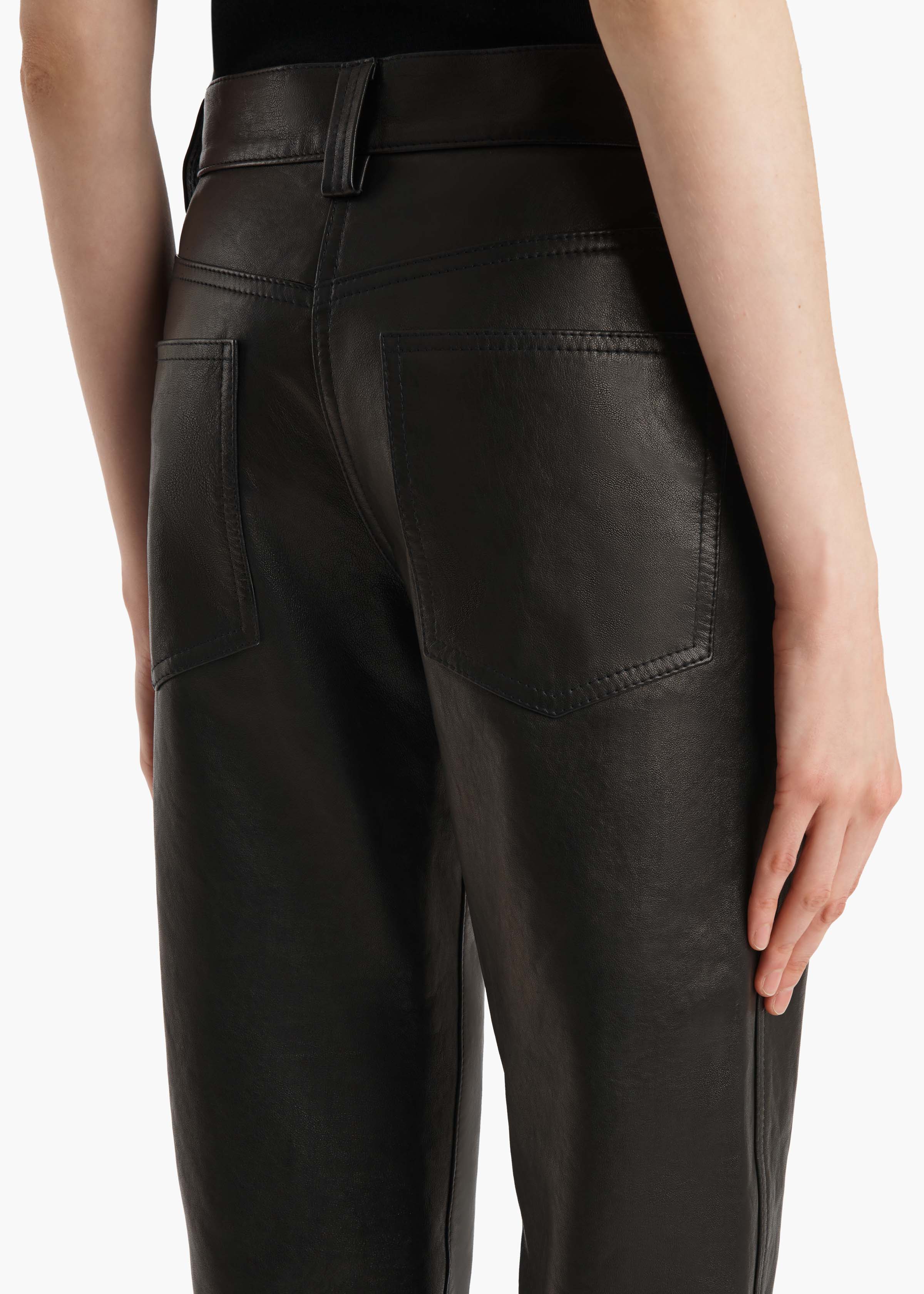 KHAITE  - Callum Pant in Black Textured Lamb