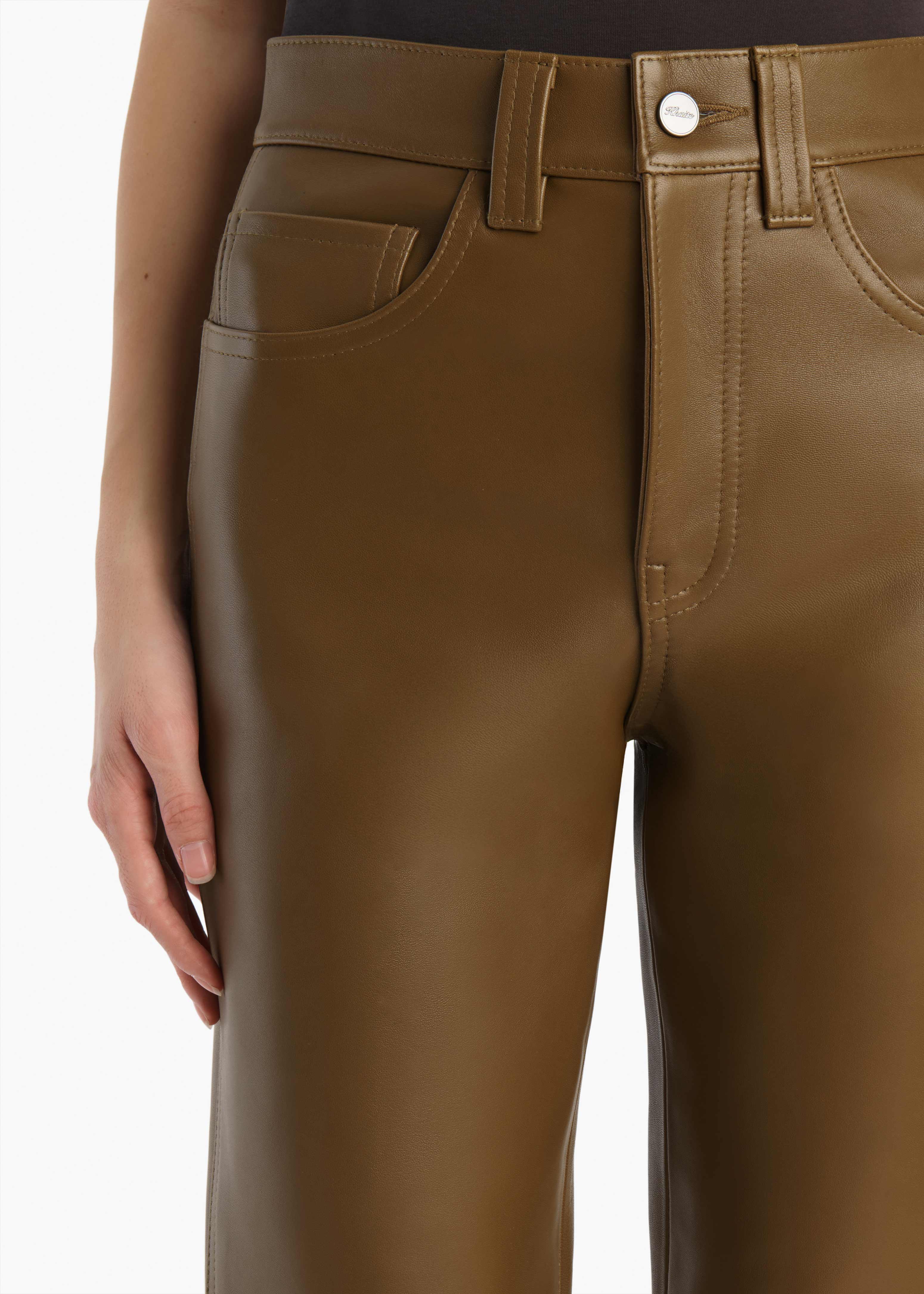 Callum Pant in Dark Olive Leather