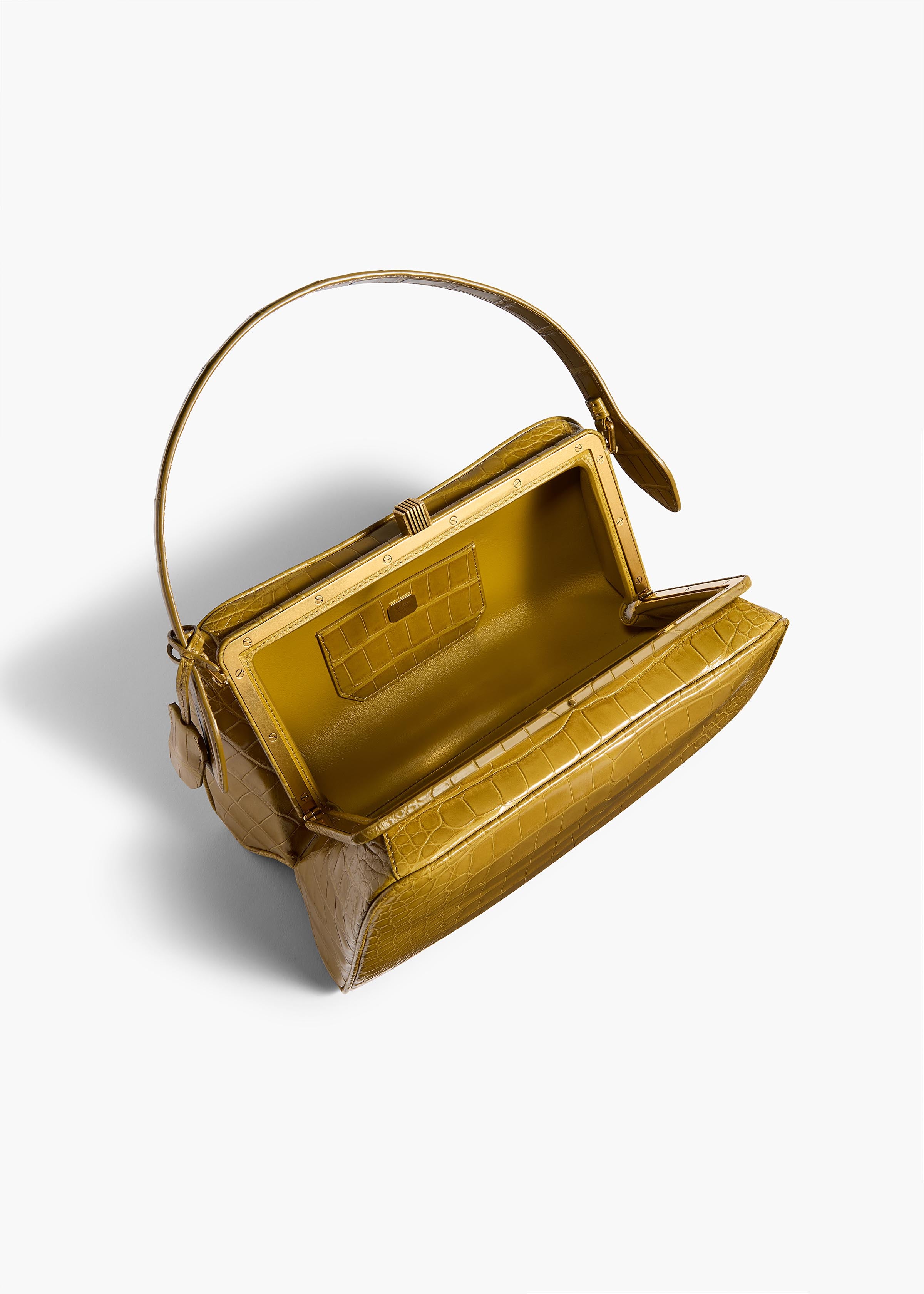 KHAITE  - Cate Bag in Golden Olive Alligator