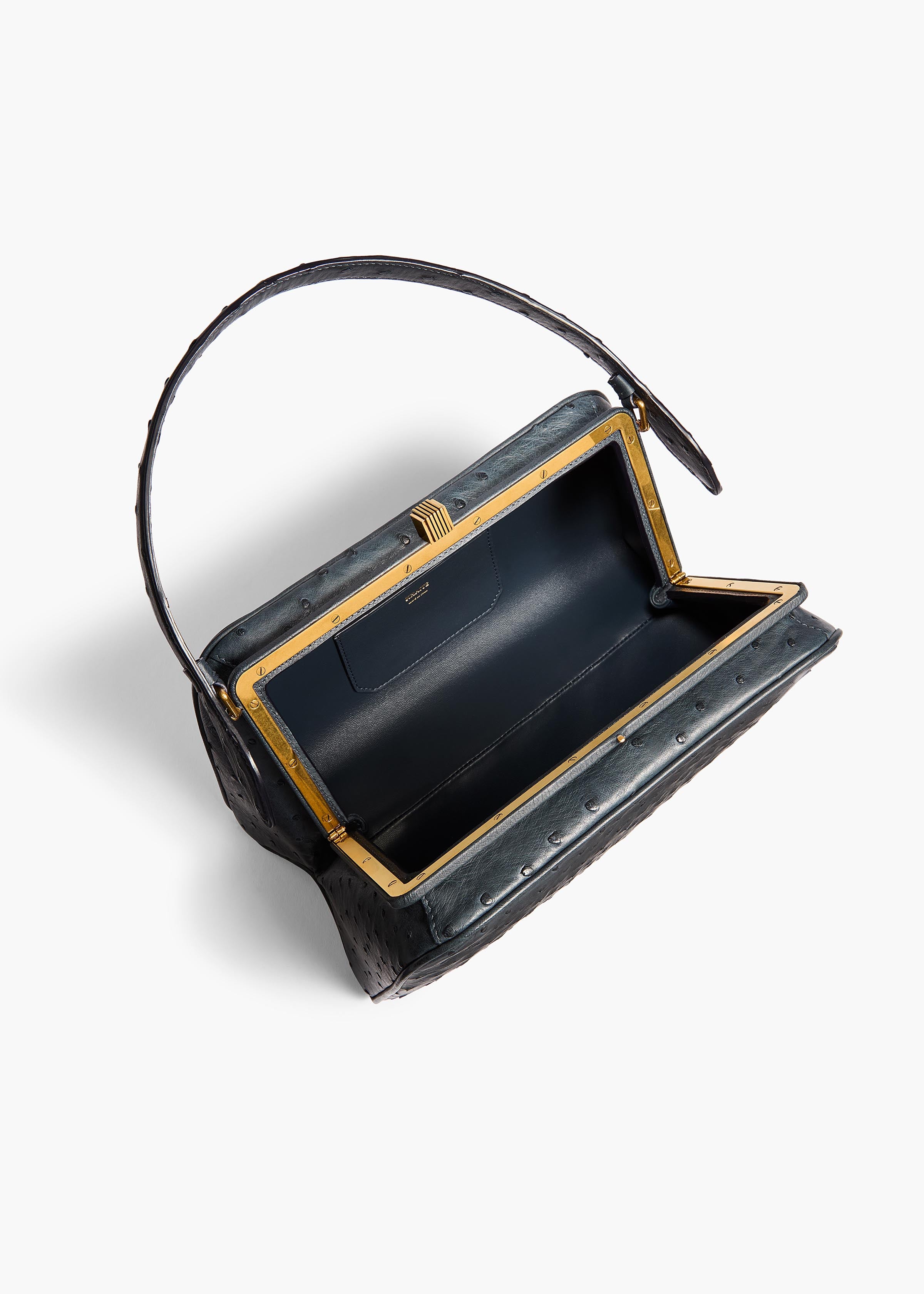 KHAITE  - Cate Handbag in Midnight Navy Ostrich