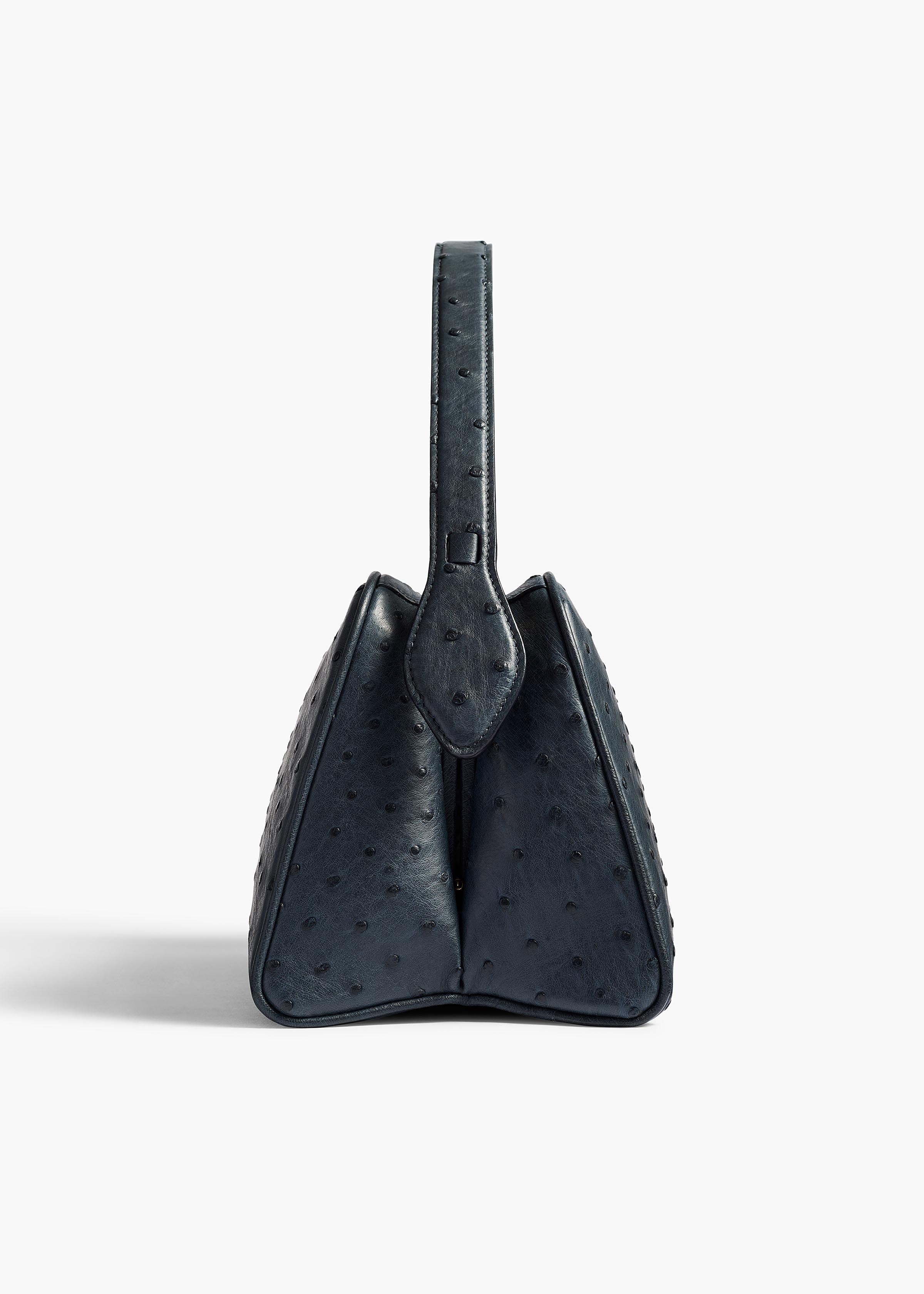 KHAITE  - Cate Handbag in Midnight Navy Ostrich