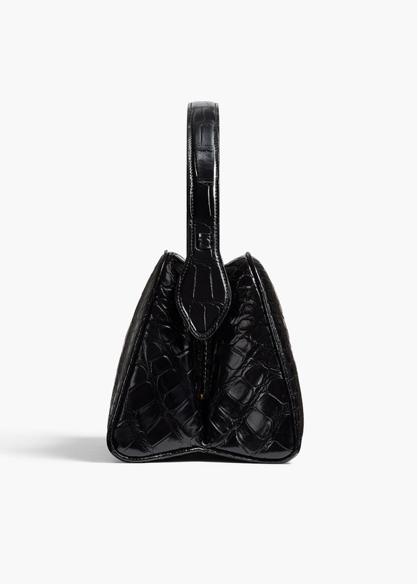 Cate Handbag in Black Alligatorskin SIDE VIEW