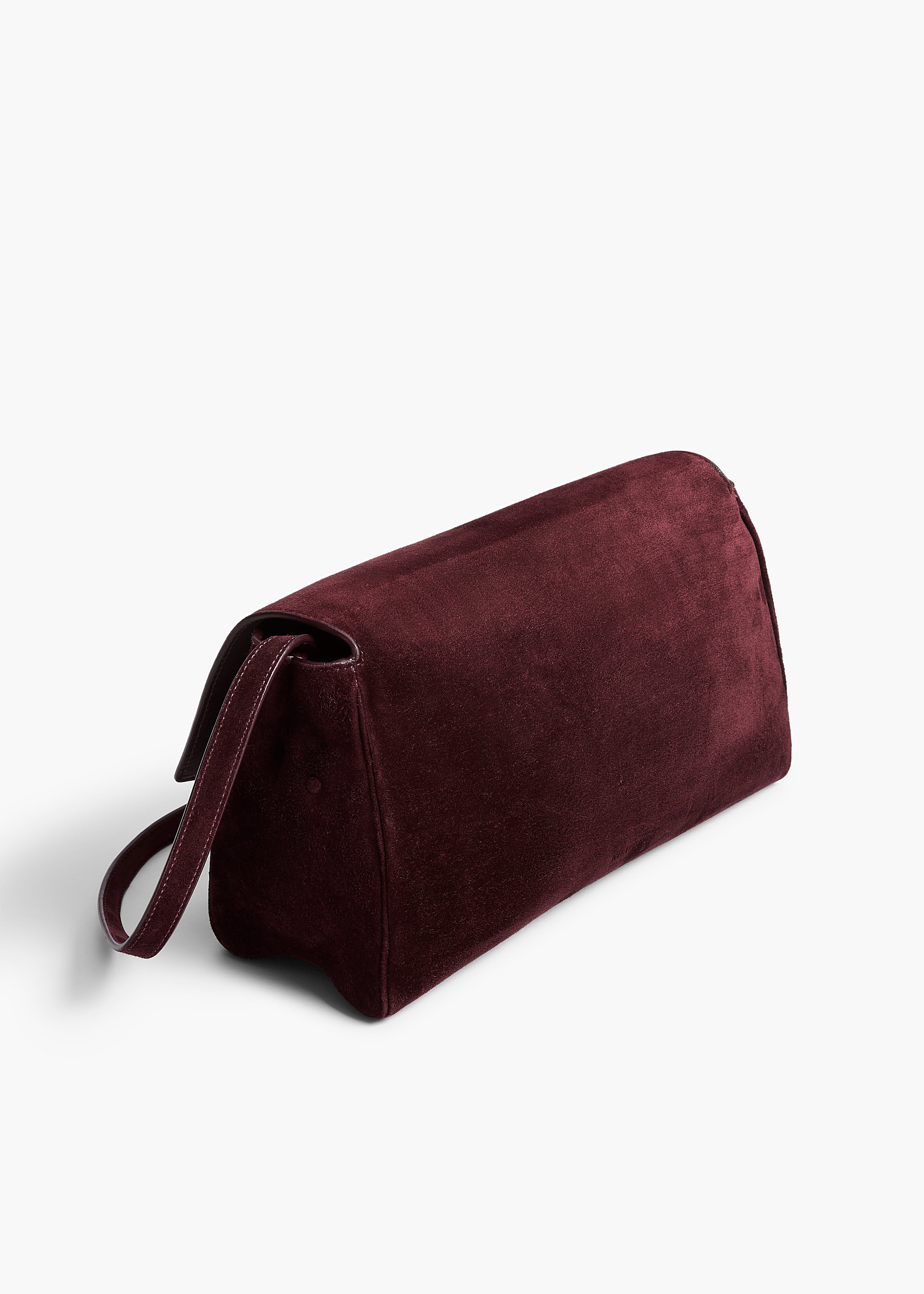 Audrey Crossbody Bag in Eggplant Suede BACK VIEW