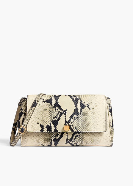 Audrey Crossbody Bag in Natural Python-Embossed Leather FRONT VIEW