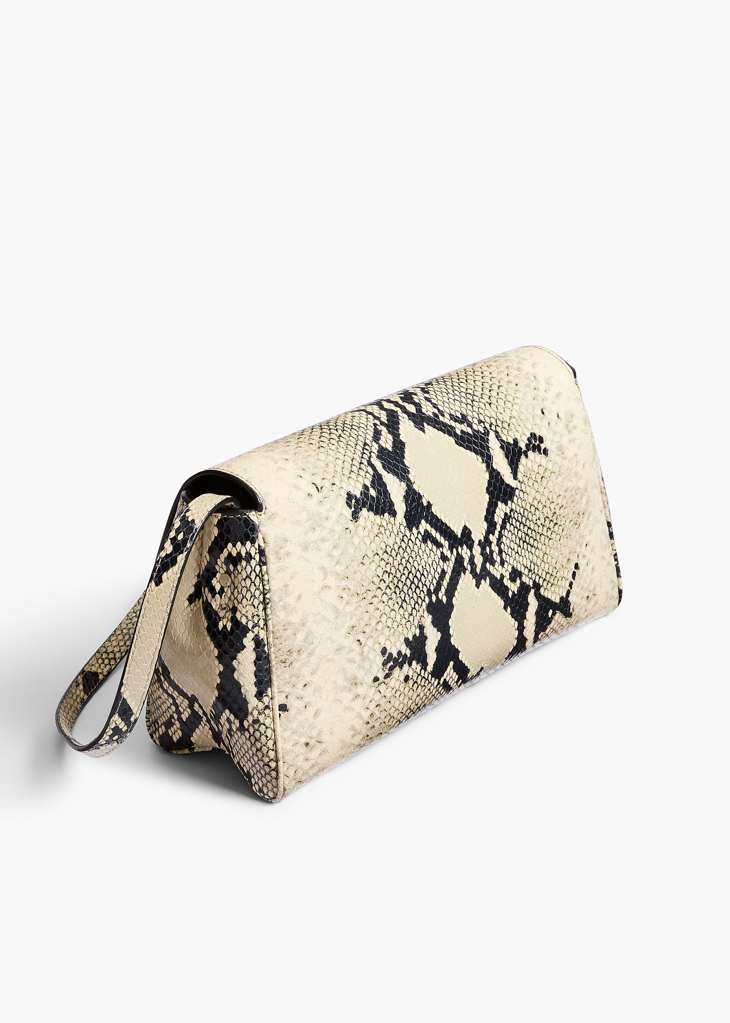 Audrey Crossbody Bag in Natural Python-Embossed Leather BACK VIEW