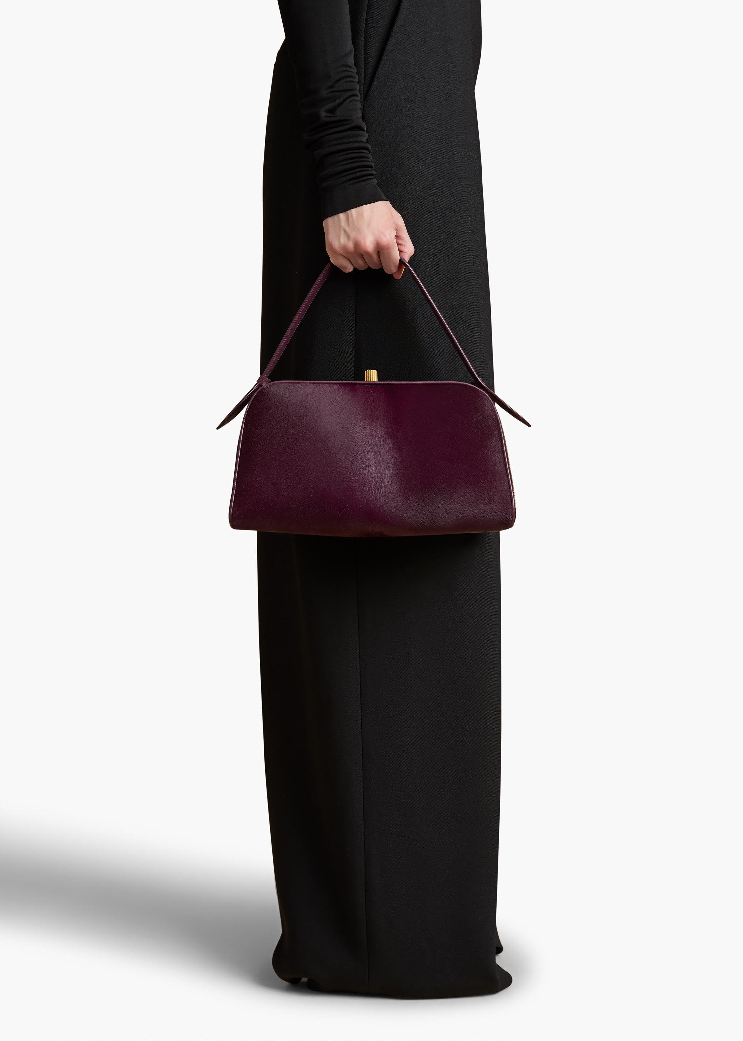 Cate Bag in Eggplant Haircalf ON FIGURE