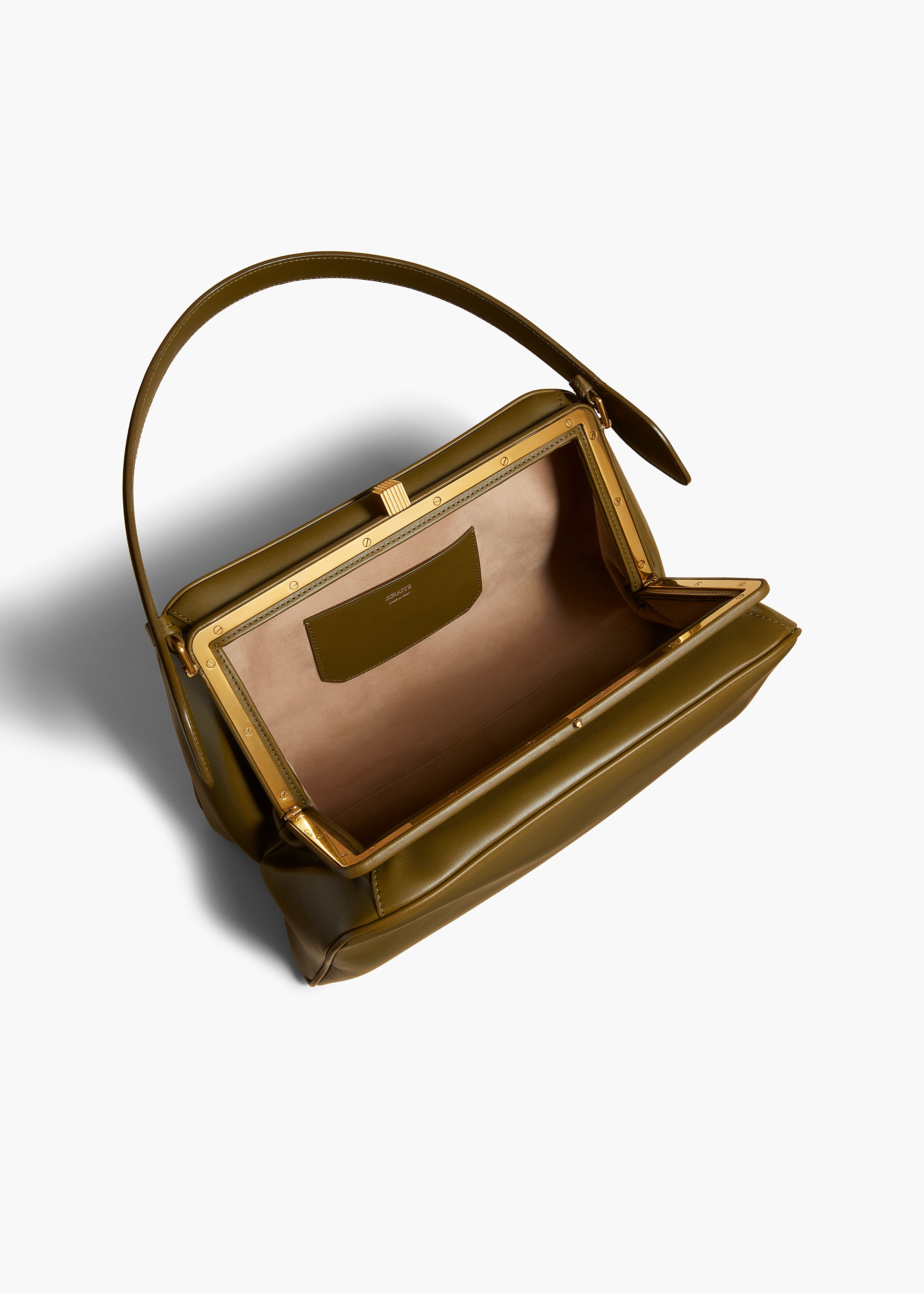 CATE BAG IN OLIVE LEATHER OVERHEAD VIEW