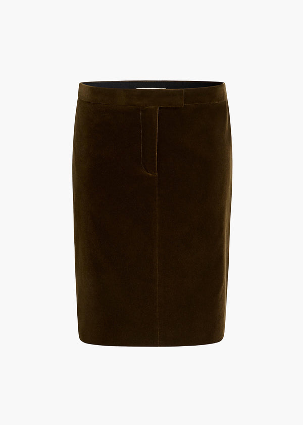 Cindy Skirt in Dark Moss Velvet
