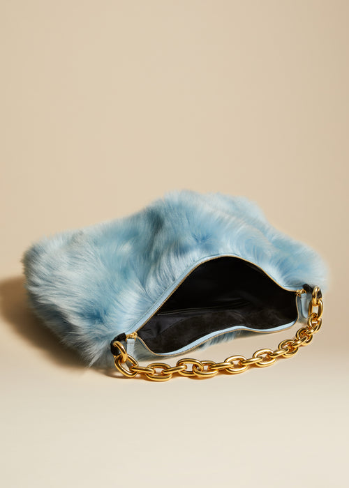 The Clara Bag in Baby Blue Shearling