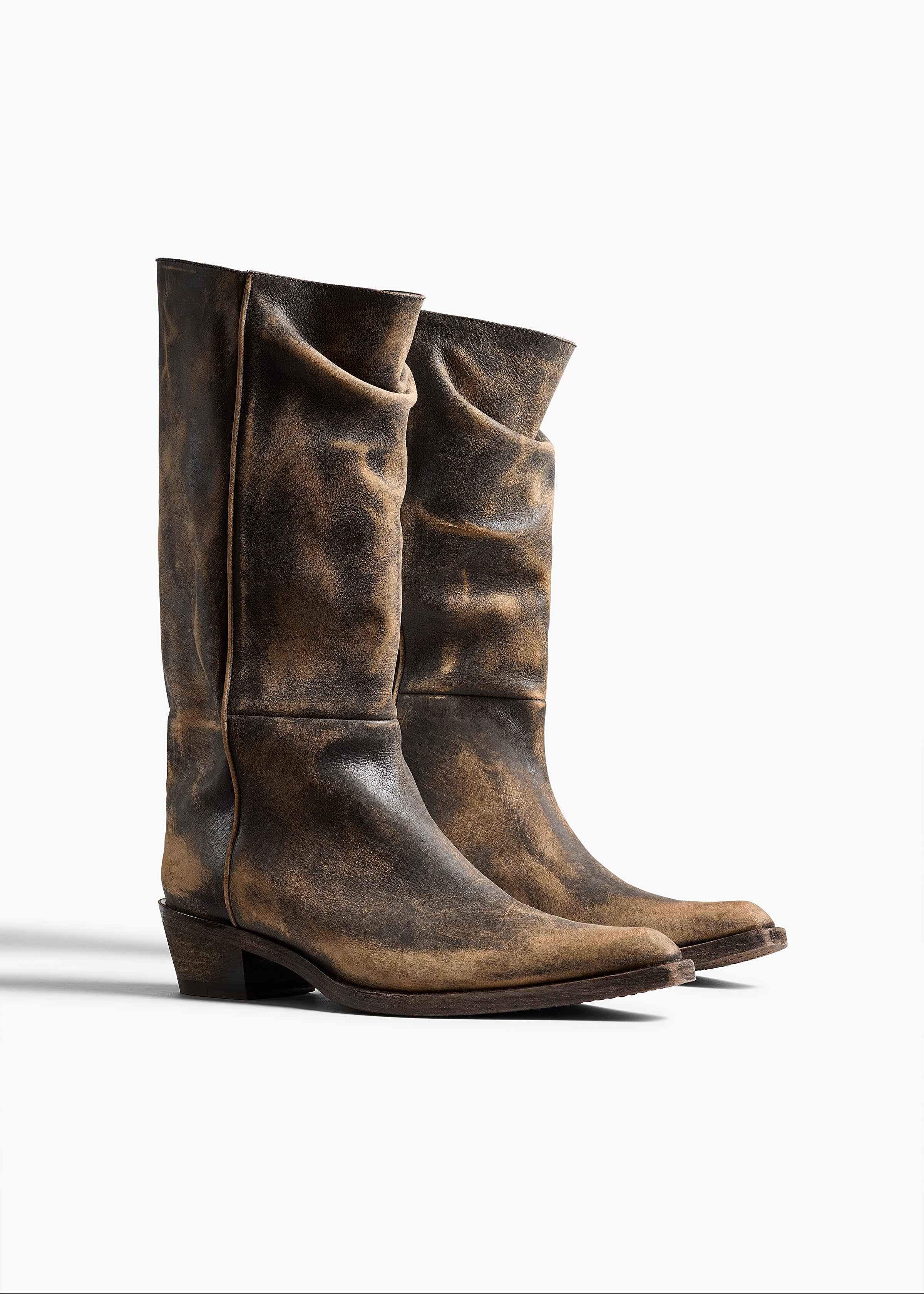 Clive Boot in Vintage Black Leather