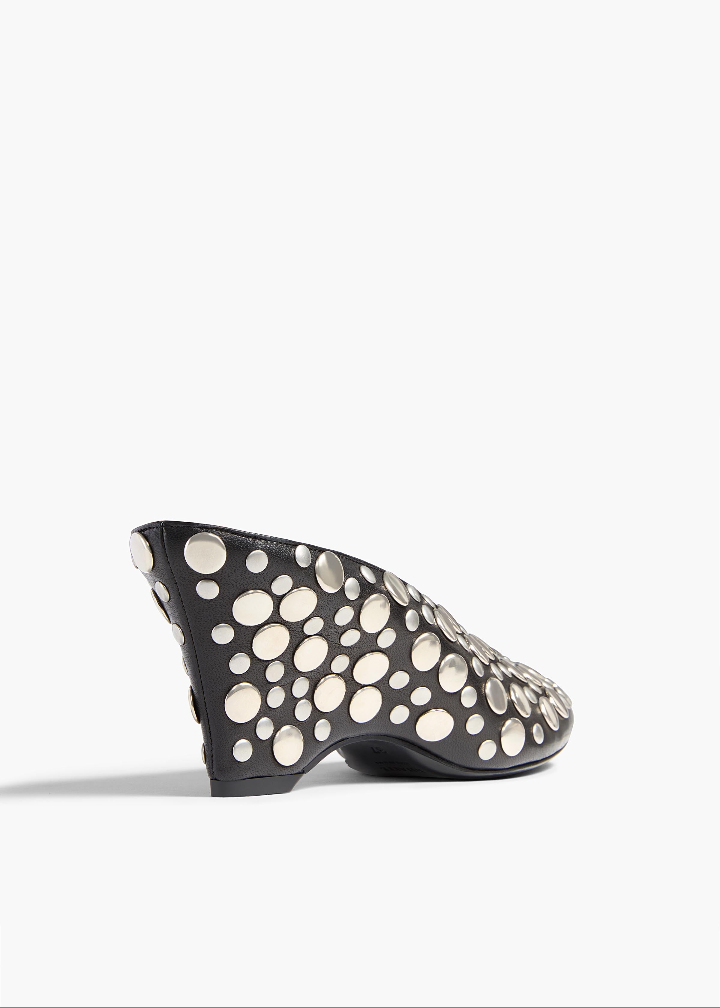 Cloak Wedge in Black Leather with Silver Studs