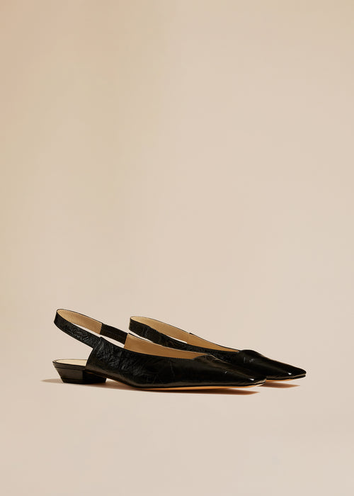 The Colin Slingback Flat in Black Leather