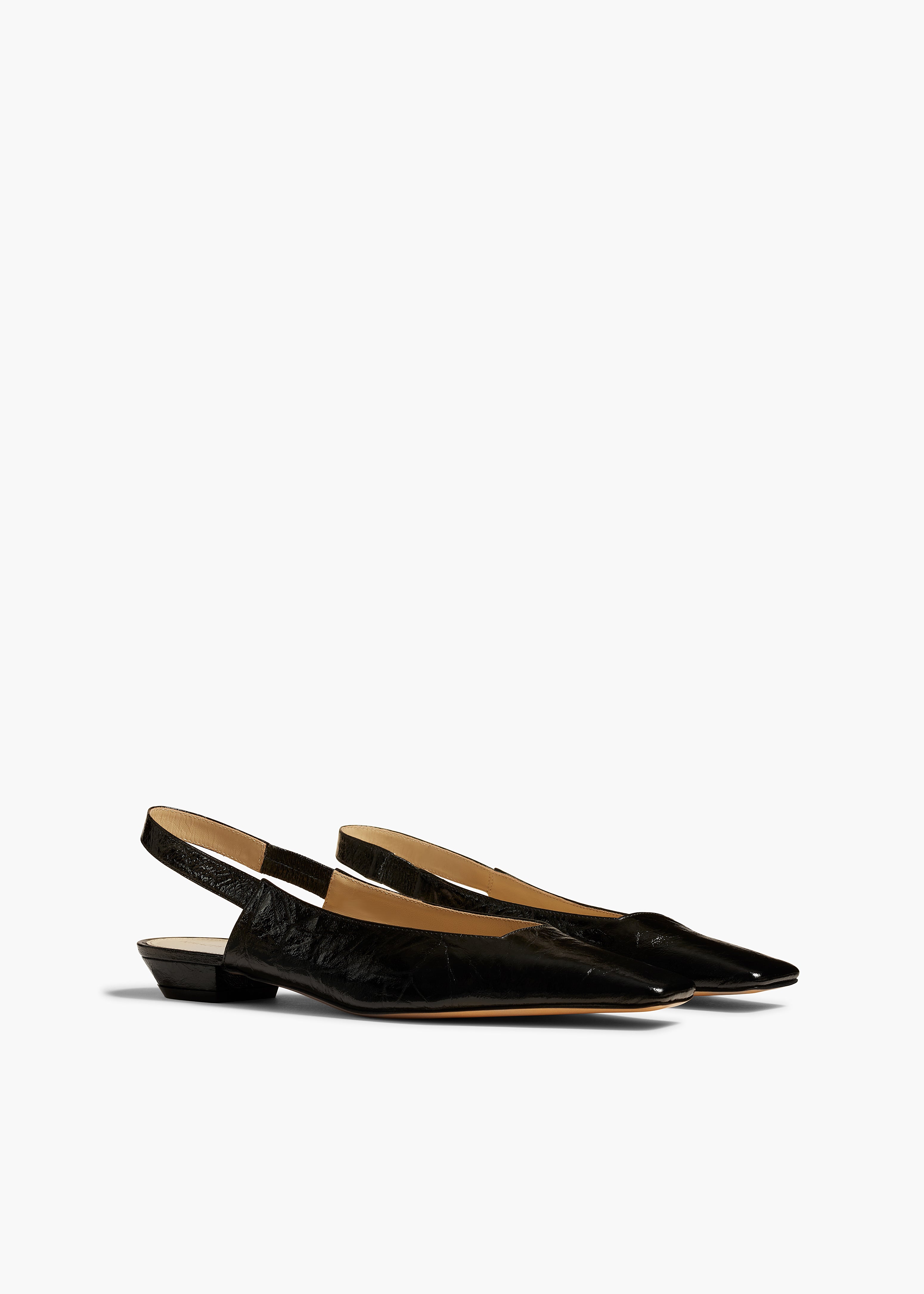 Colin Slingback Flat in Black Leather SIDE VIEW