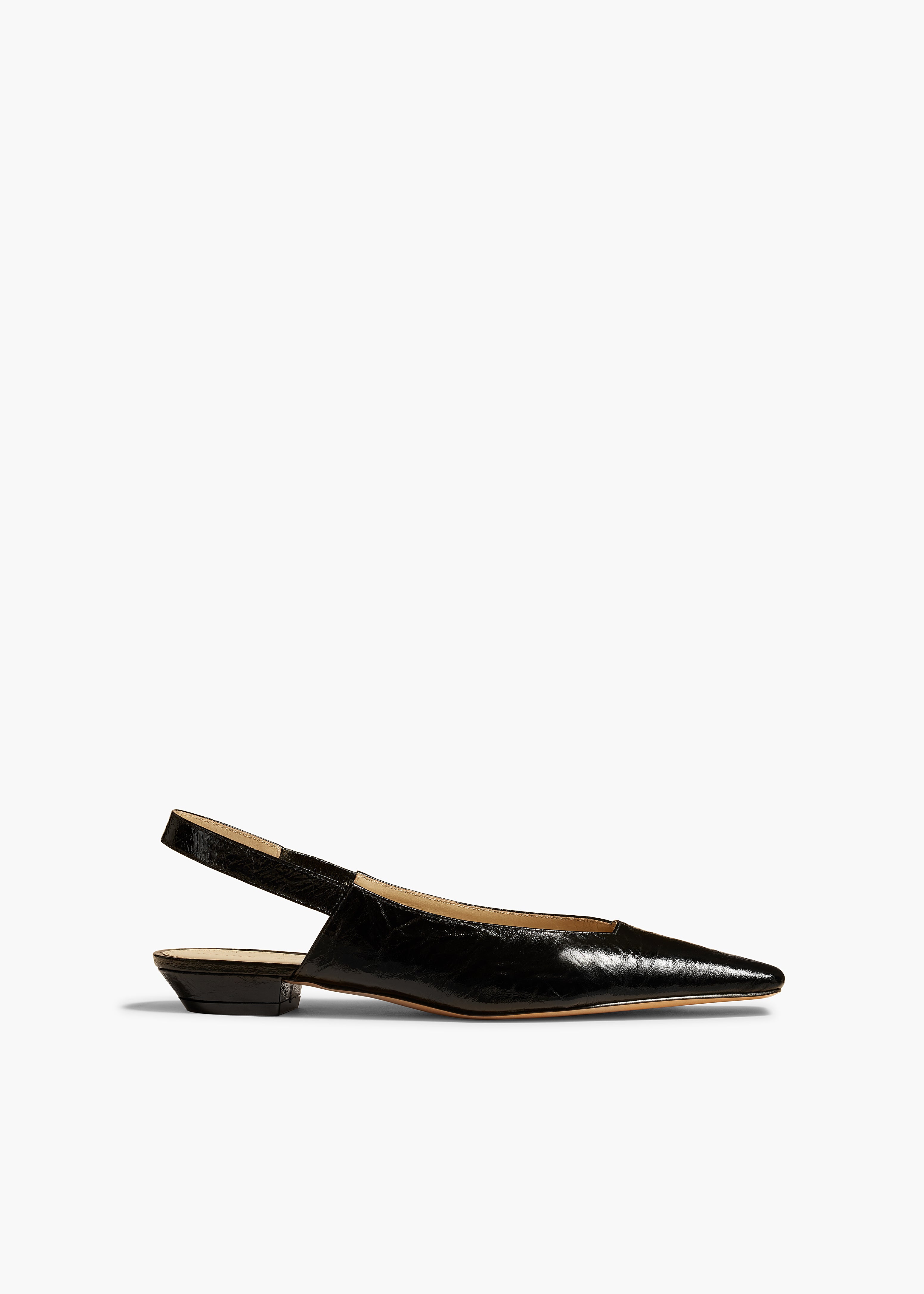 Colin Slingback Flat in Black Leather MAIN VIEW