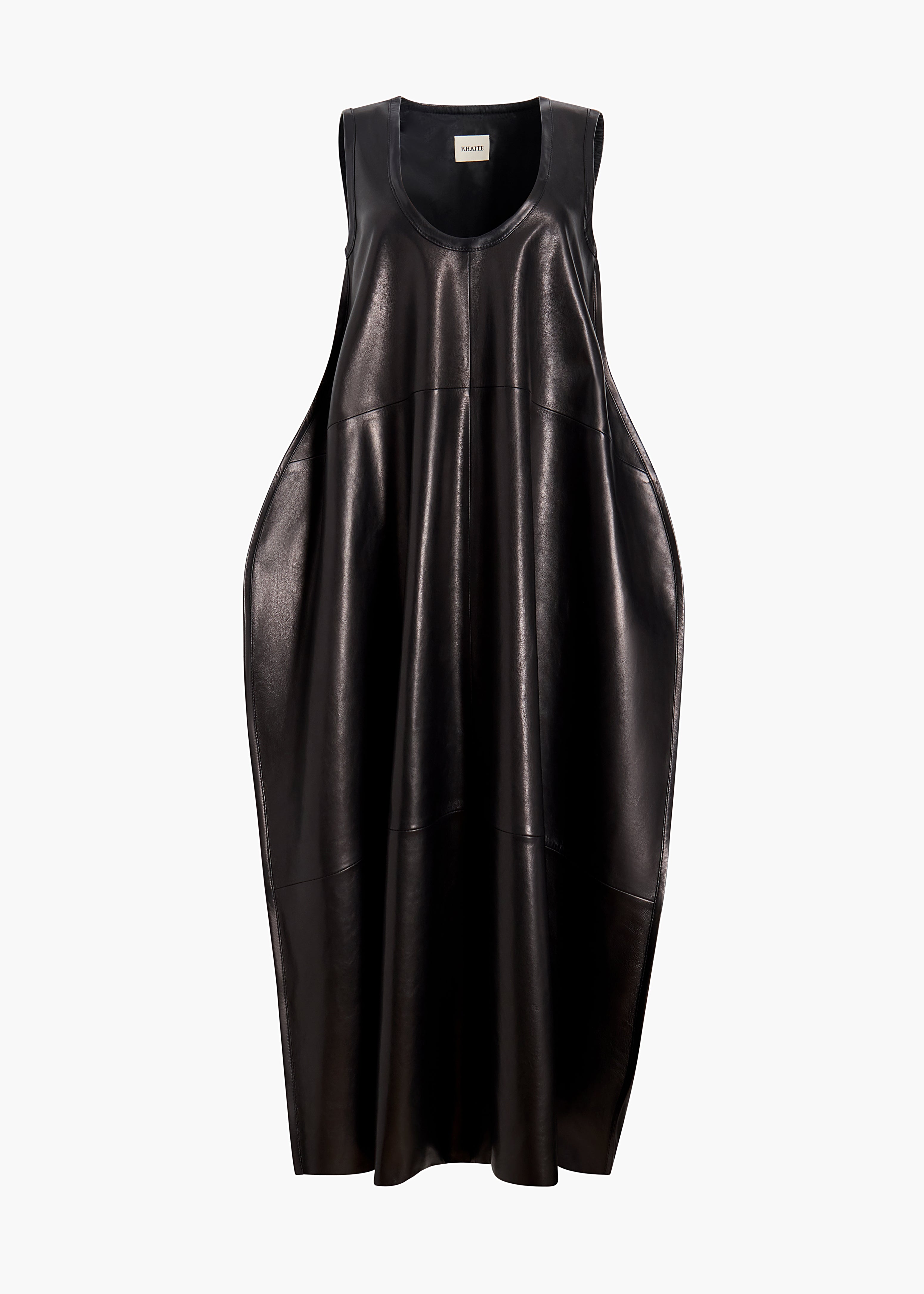 COLI DRESS IN BLACK LEATHER FLAT VIEW